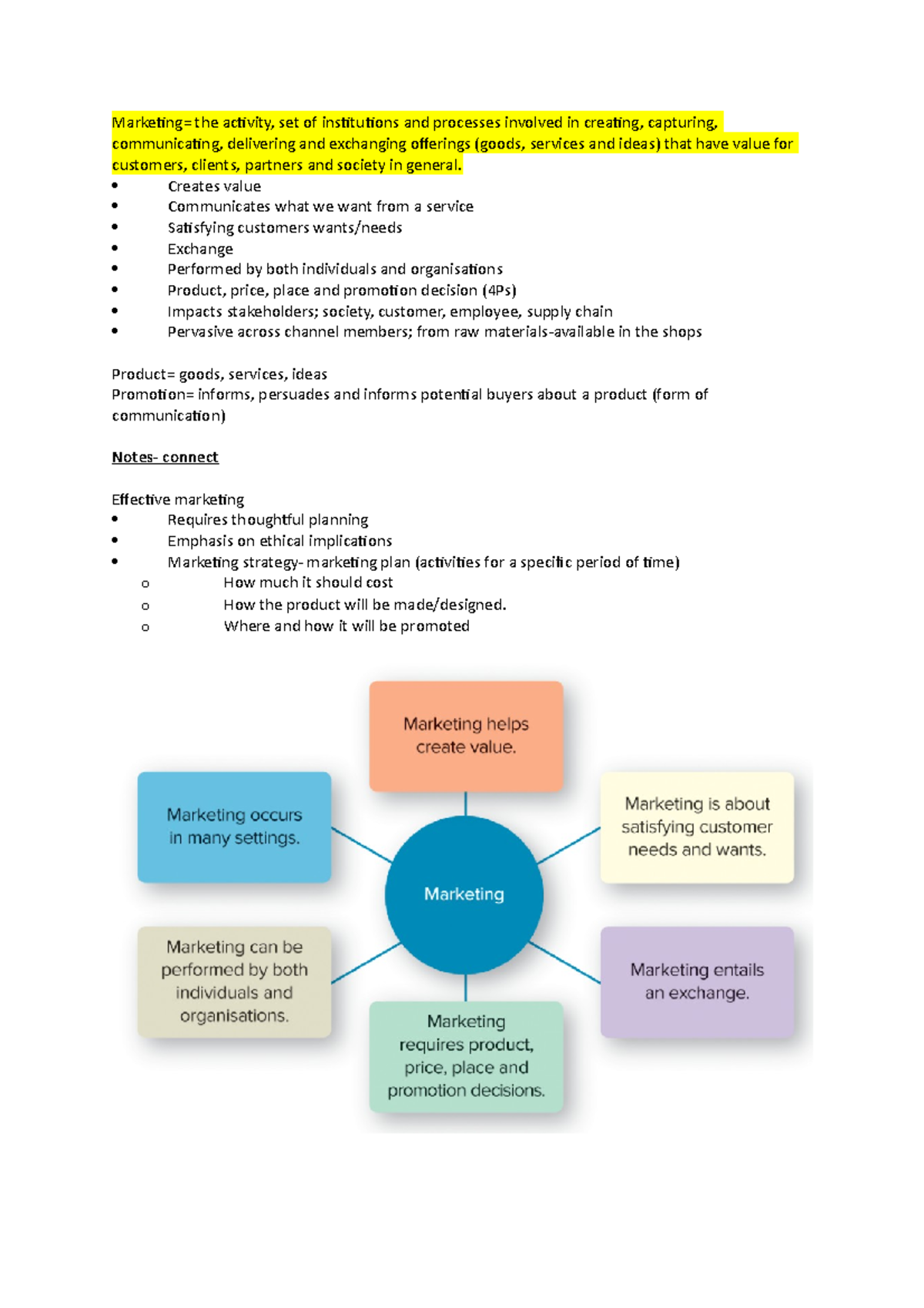 Week 1 marketing ntoes - Lecture notes 1 - Marketing= the activity, set ...