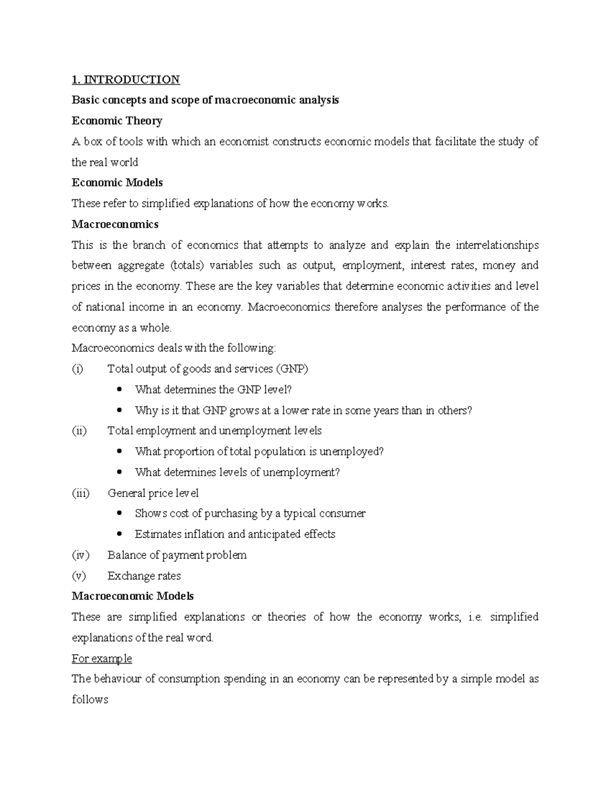 Aee 3202 Lecture 3 Introduction To Macroeconomic Analysis Concepts