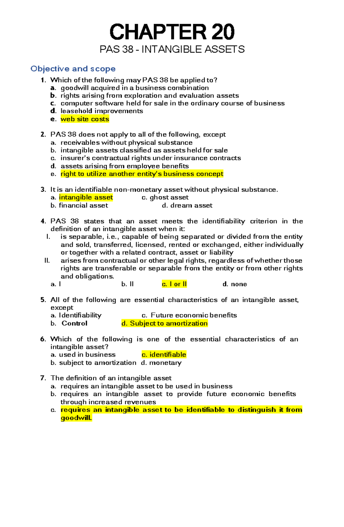 CHAPTER 20 PAS 38 INTANGIBLE ASSETS Review Notes for Accounting - Studocu