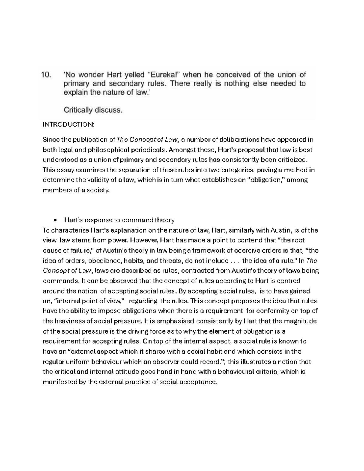 Hart's Theory: Understanding Primary and Secondary Rules in Law - Studocu