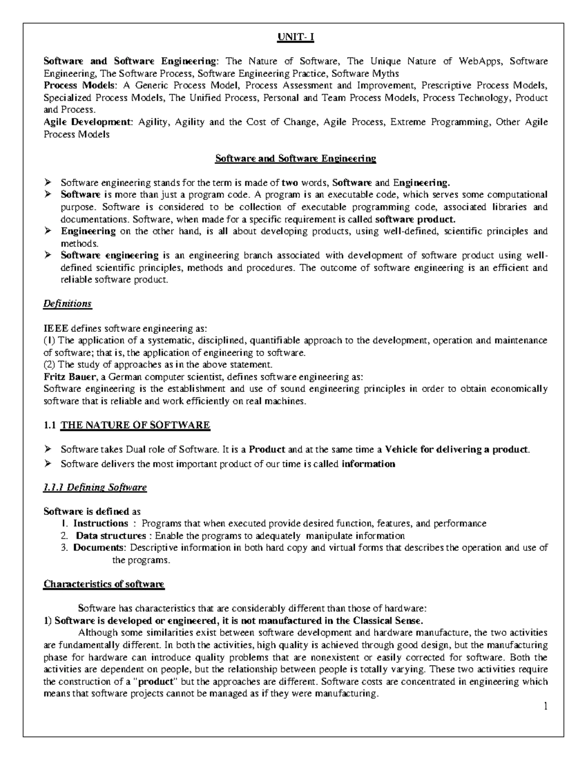 Module 1: Intro to Software & Software Engineering - SEPM(21CS61) - Studocu