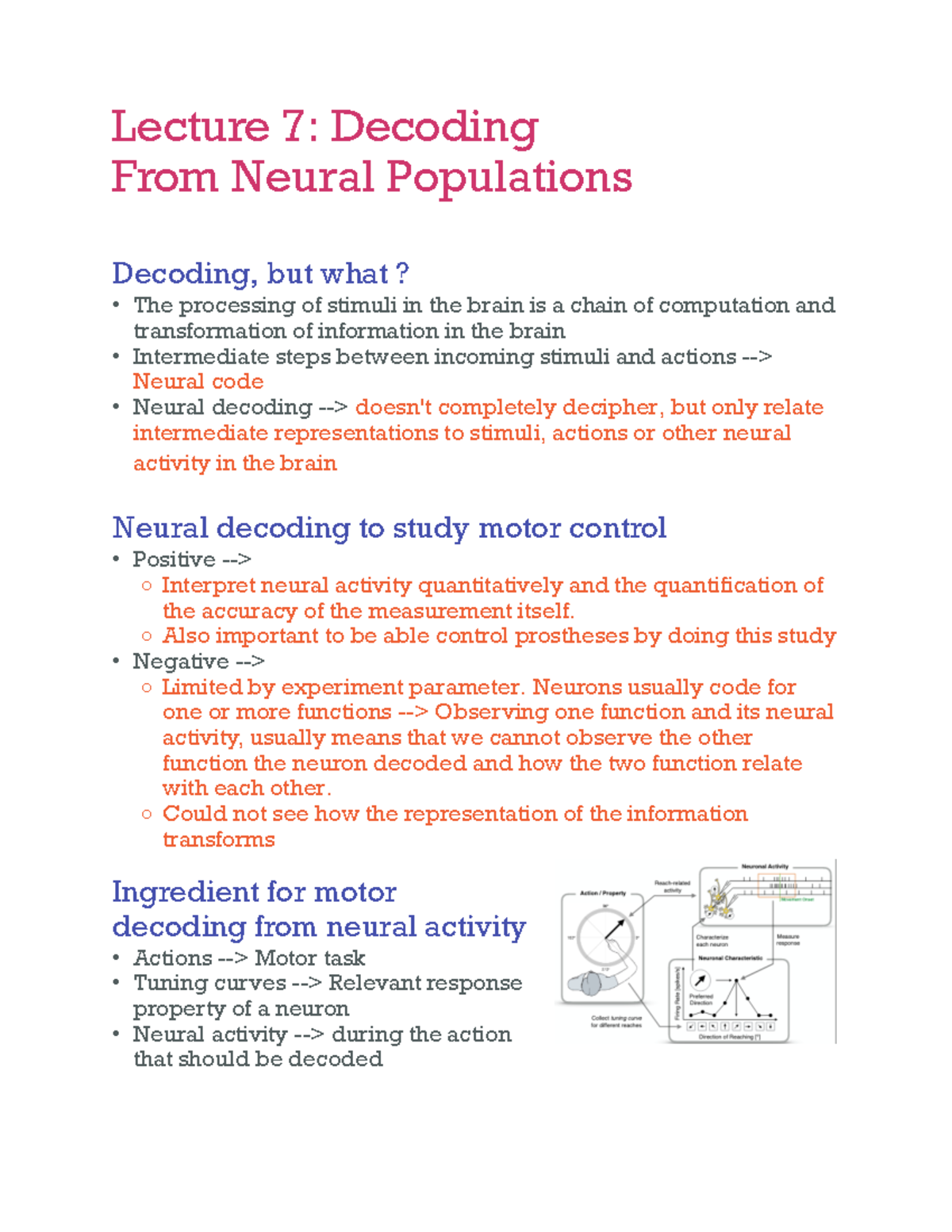 Lecture 7: Decoding Neural Activity in Motor Control (Course Code: N/A ...