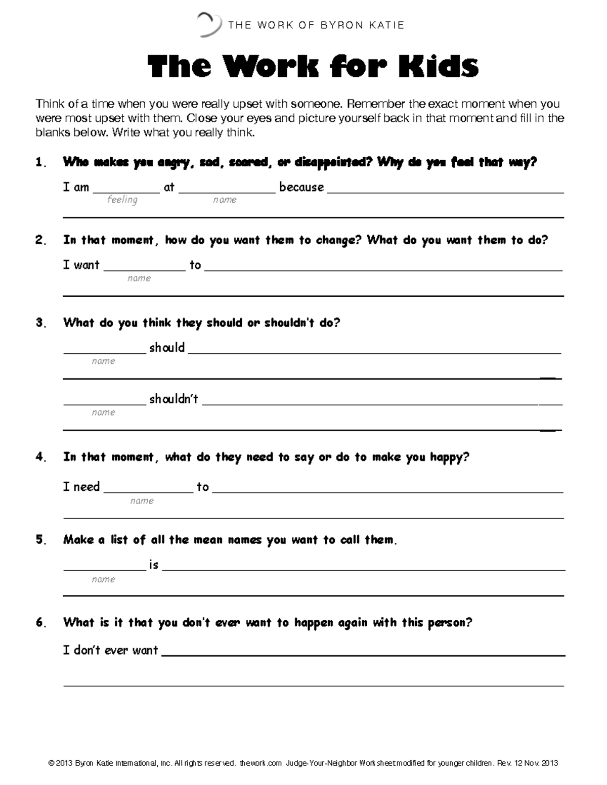 JYN Eng Child Final Exam: The Work for Kids - Judge-Your-Neighbor ...