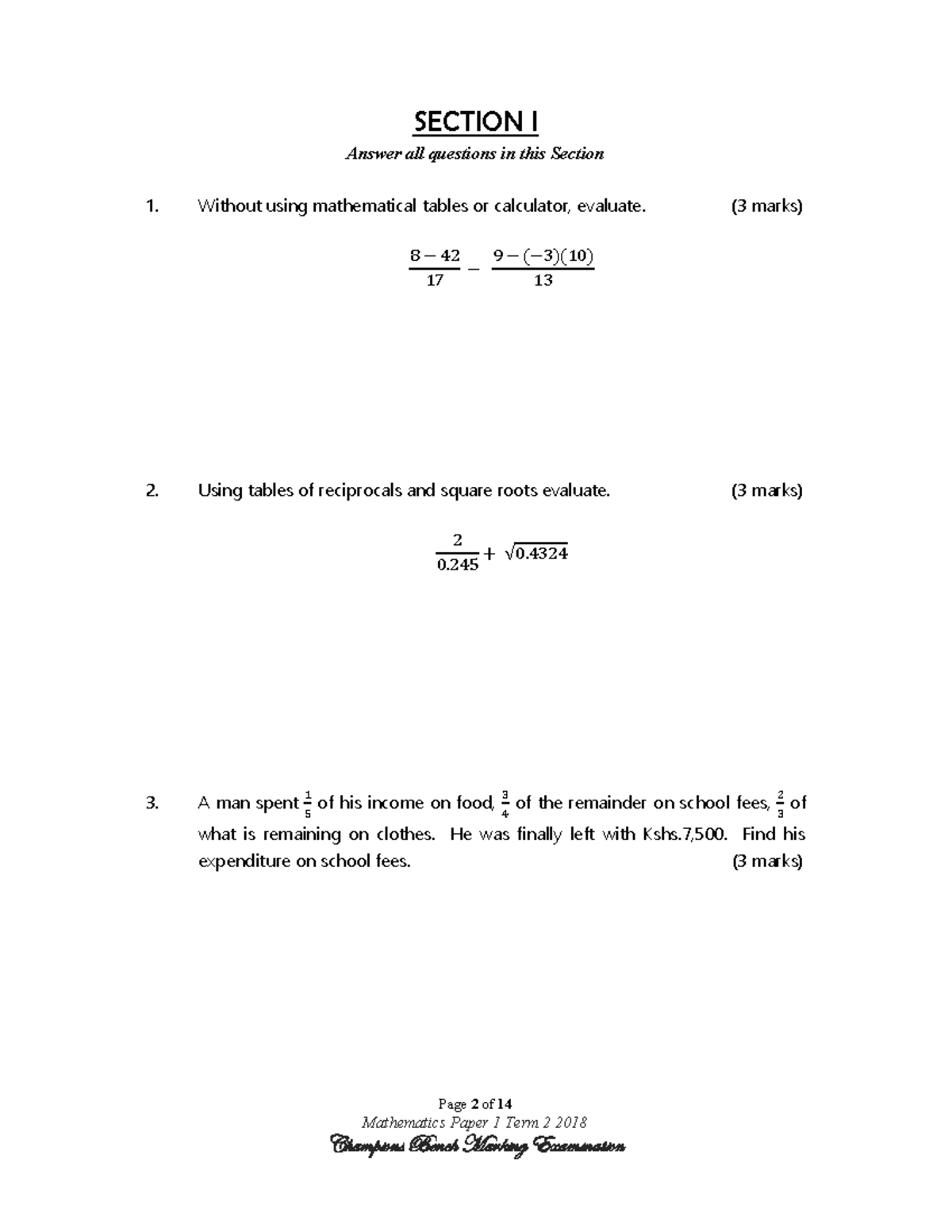 Math Assignment - Good for Revision purposes - Page 2 of 14 Mathematics ...