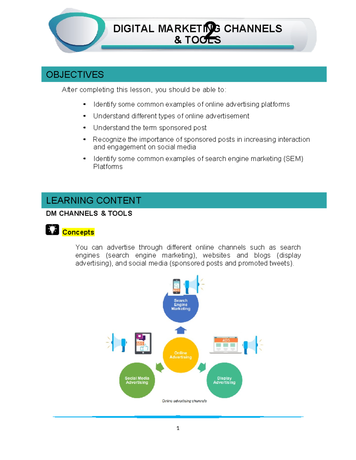 Module 2 Digital Marketing Channels & Tools Overview and Strategies ...