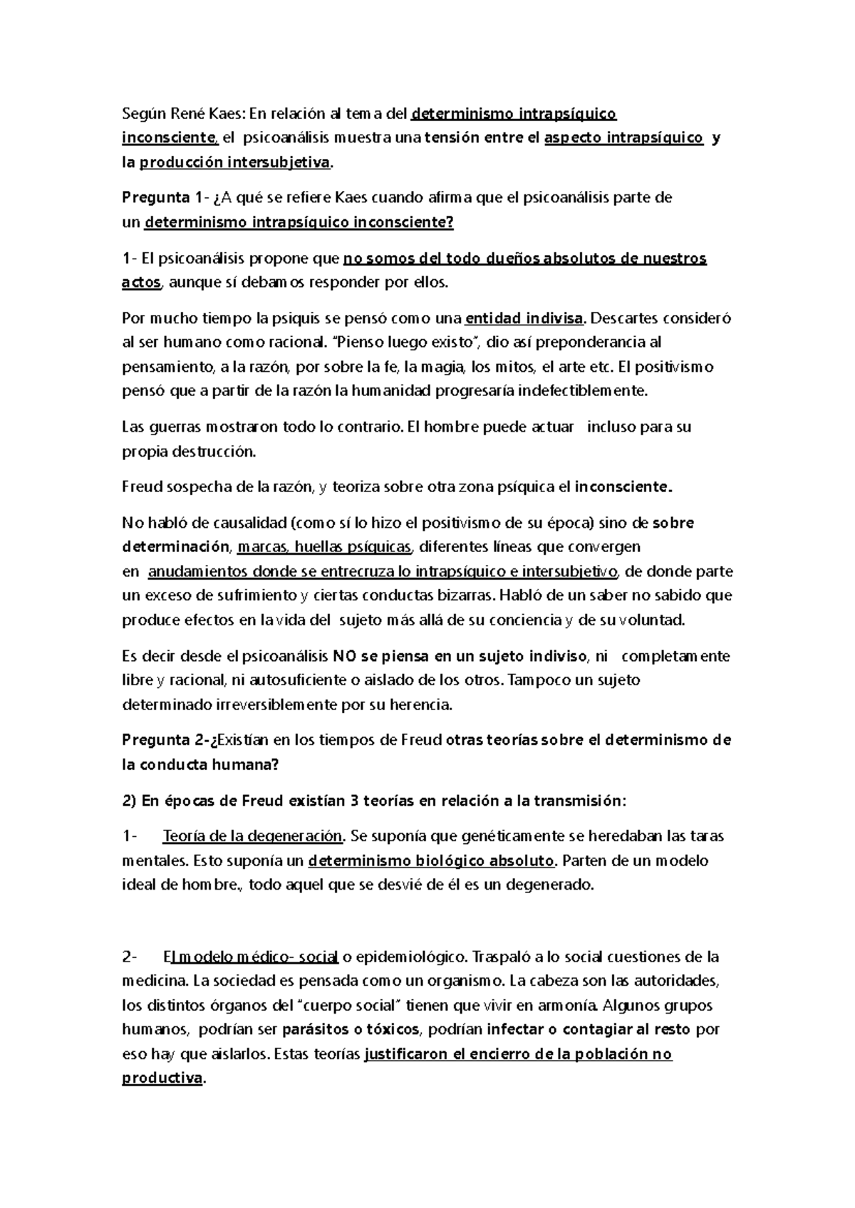 Trabajo Práctico sobre Determinismo Inconsciente en Psicoanálisis ...