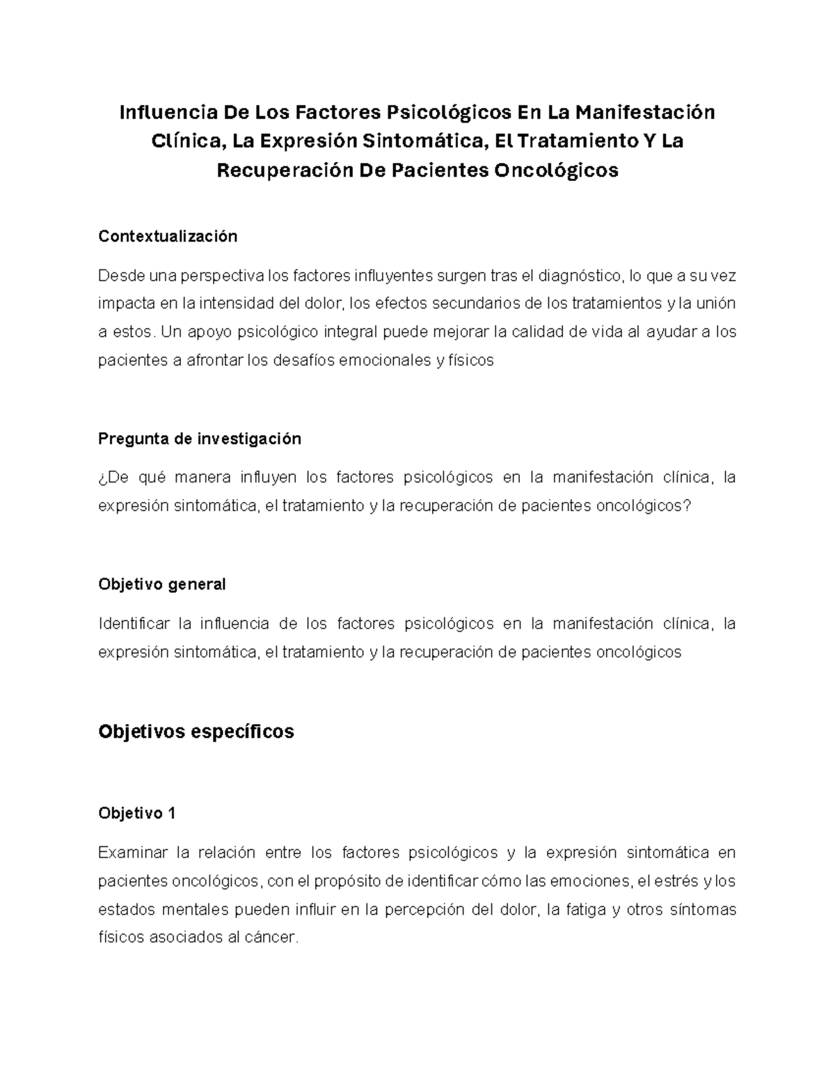 Influencia de los Factores Psicológicos en Pacientes Oncológicos - JEHR ...