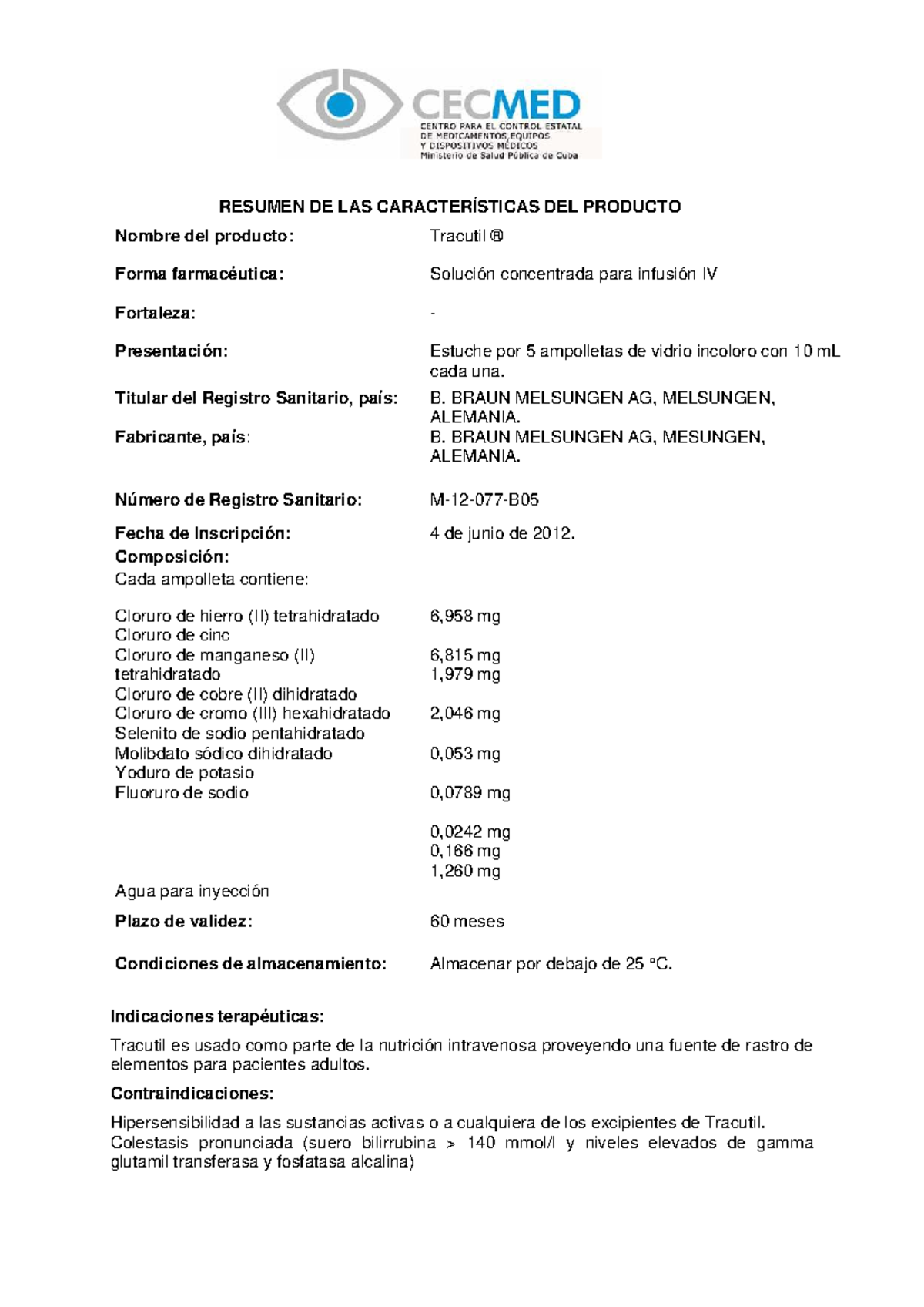 M12077 B05 Tracutil - Resumen de Características del Producto - Studocu