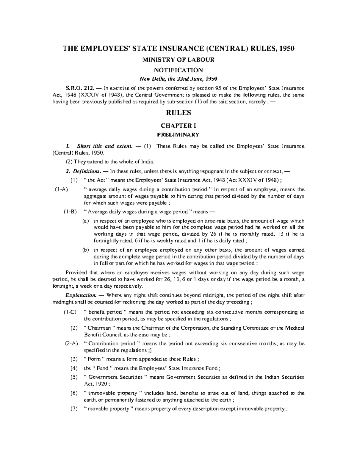 State Insurance (Central) Rules, 1950: Comprehensive Overview - Studocu