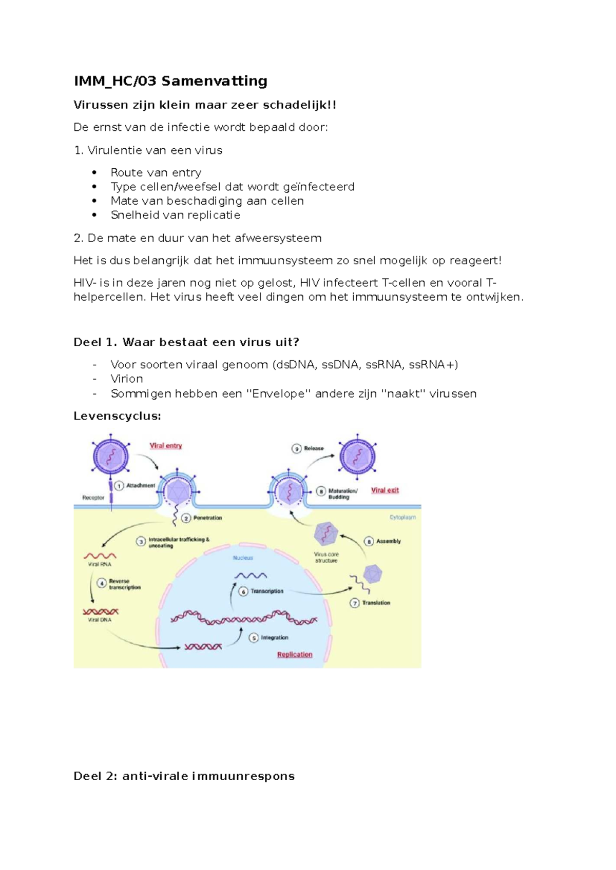 HC03 Samenvatting: Virussen, Immuniteit en Vaccinontwikkeling - Studeersnel