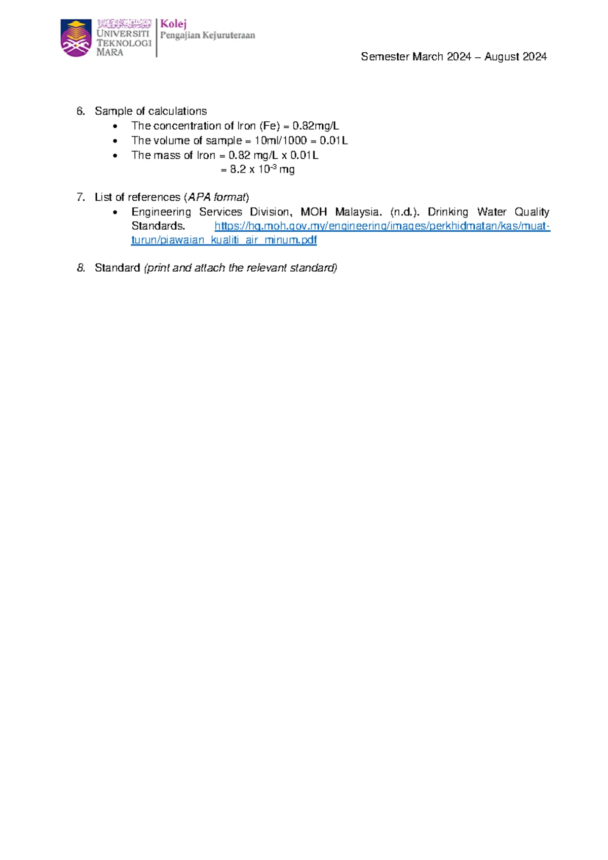Lab Manual: Total Suspended Solids (TSS) & TDS - CEW443 - Studocu