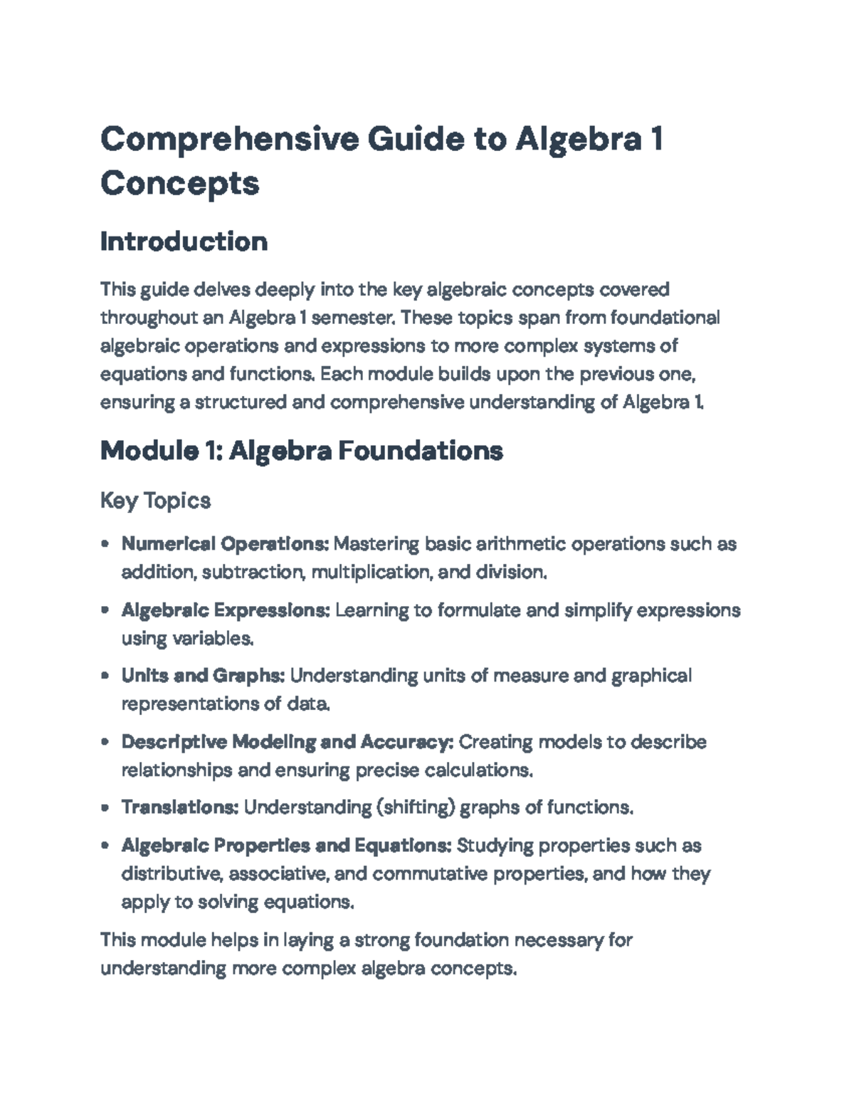 Comprehensive Algebra 1 Guide: Key Concepts and Techniques - Comprehensive Guide to Algebra 1 ...