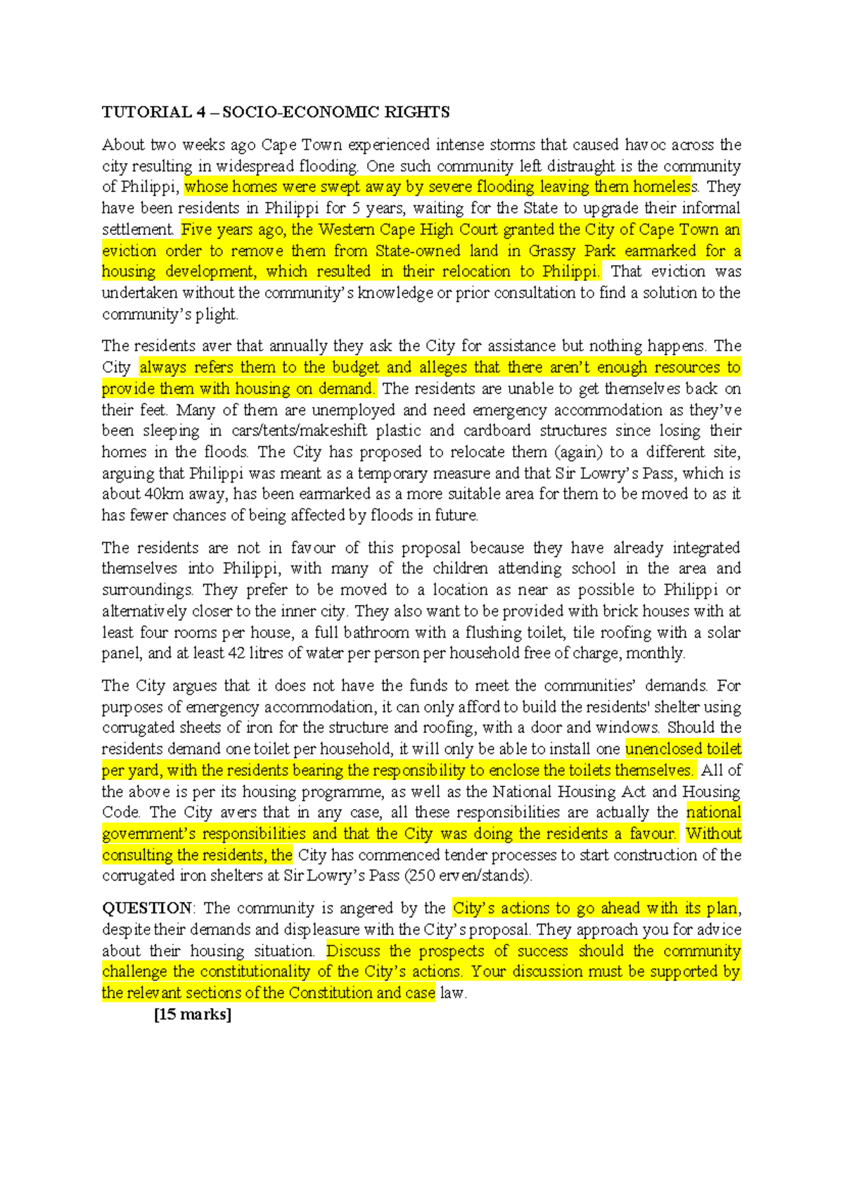 Tutorial 4 - SERs 2024 - TUTORIAL 4 – SOCIO-ECONOMIC RIGHTS About two ...
