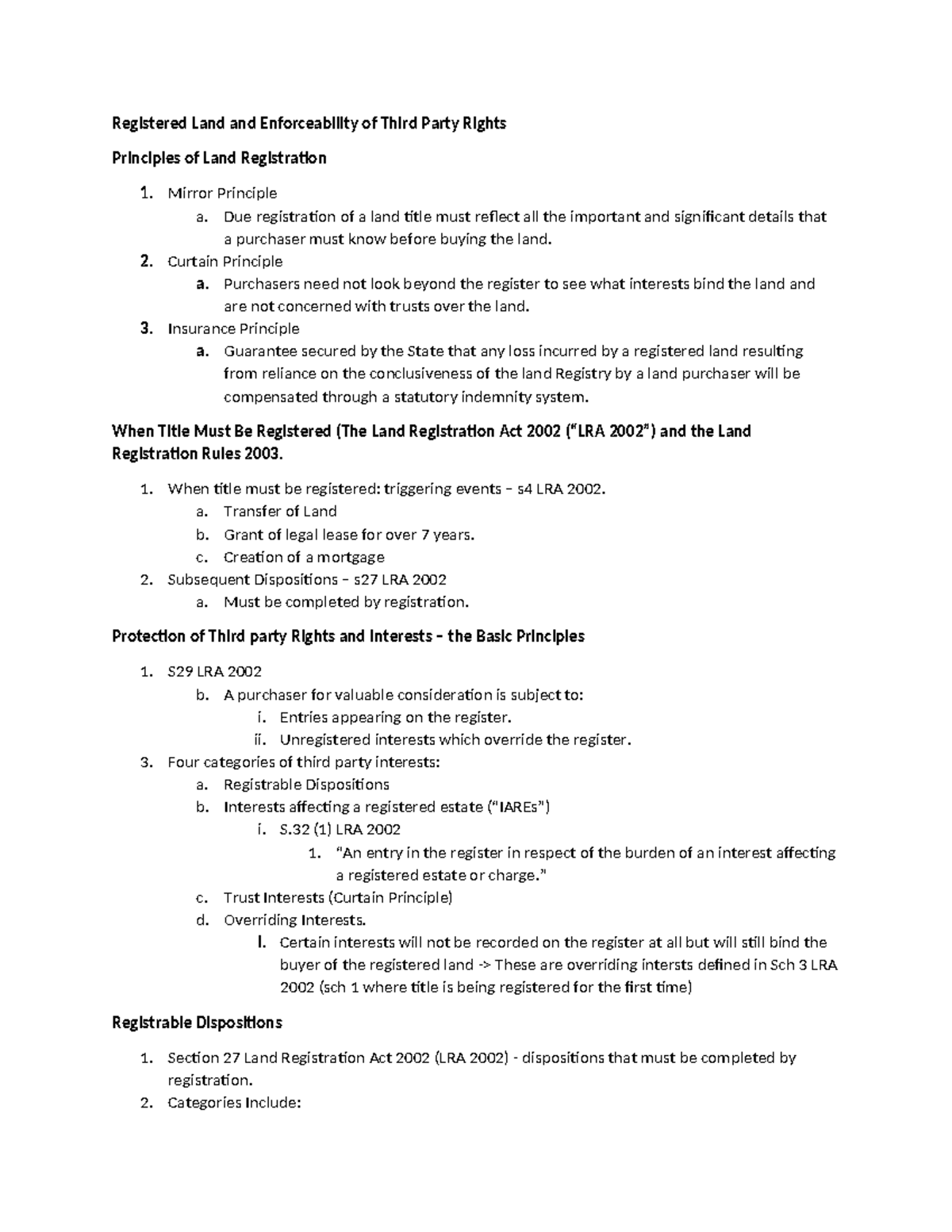 LGL3: Registered Land & Third Party Rights Enforceability Study Notes ...