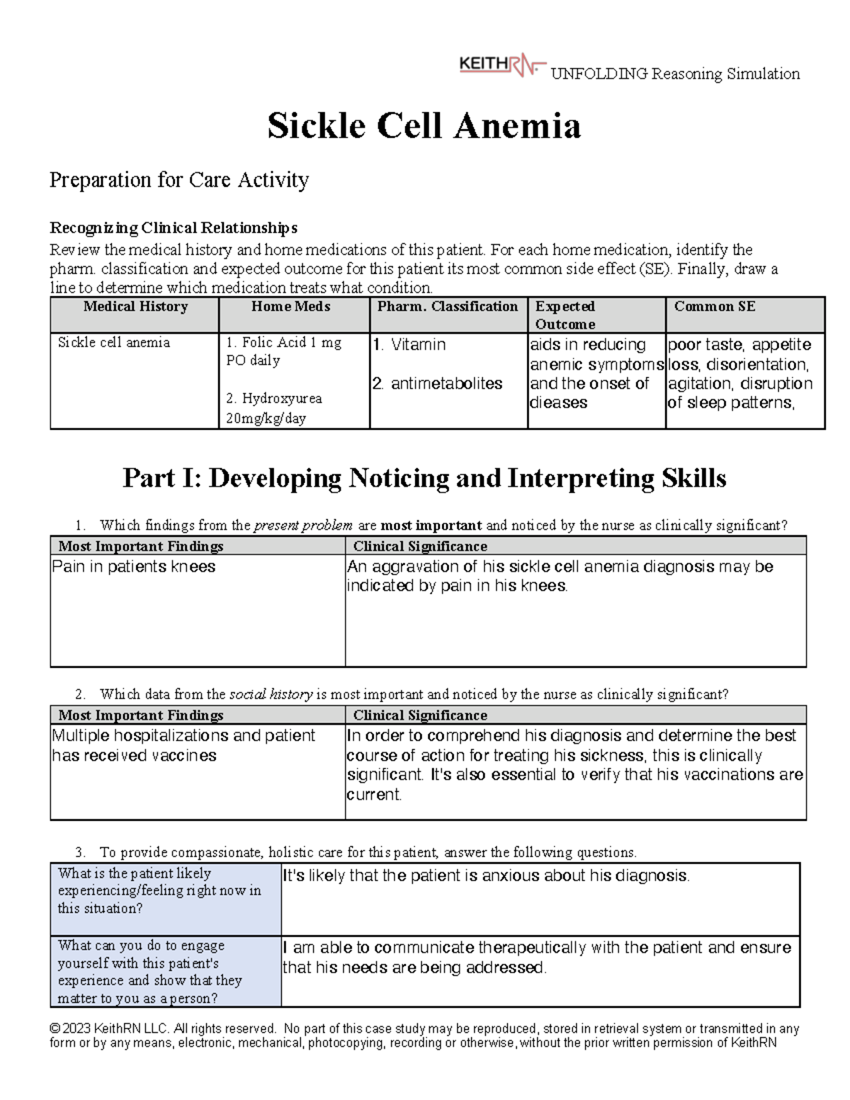 UNFOLDING Reasoning Simulation: Sickle Cell Anemia Case Study Analysis ...