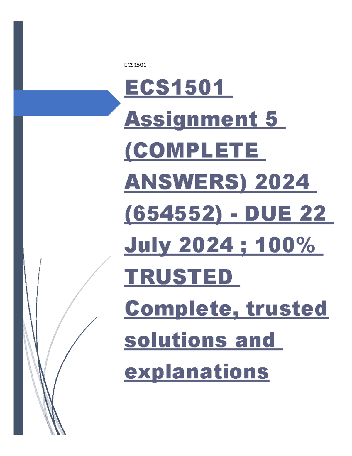 ECS1501 Assignment 5 - Analysis of Market Conditions & Diagrams 2024 ...