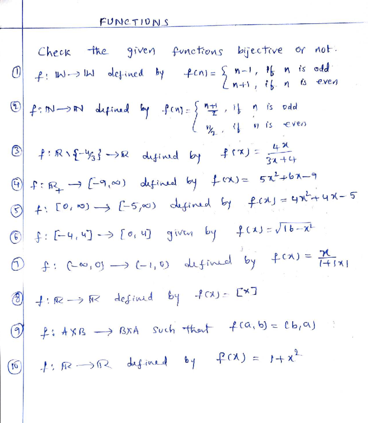 Functions - Novel notes - Maths Class 12 - 3 Check FUNeTIDNS -the given ...