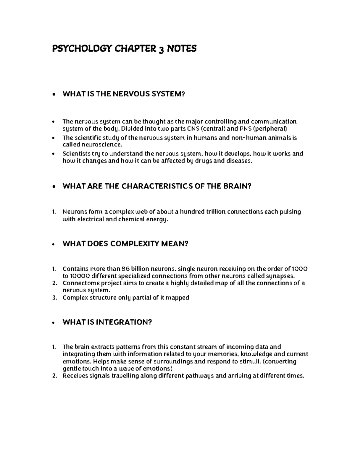 Psychology CHP 3 Notes - ... - PSYCHOLOGY CHAPTER 3 NOTES • WHAT IS THE ...