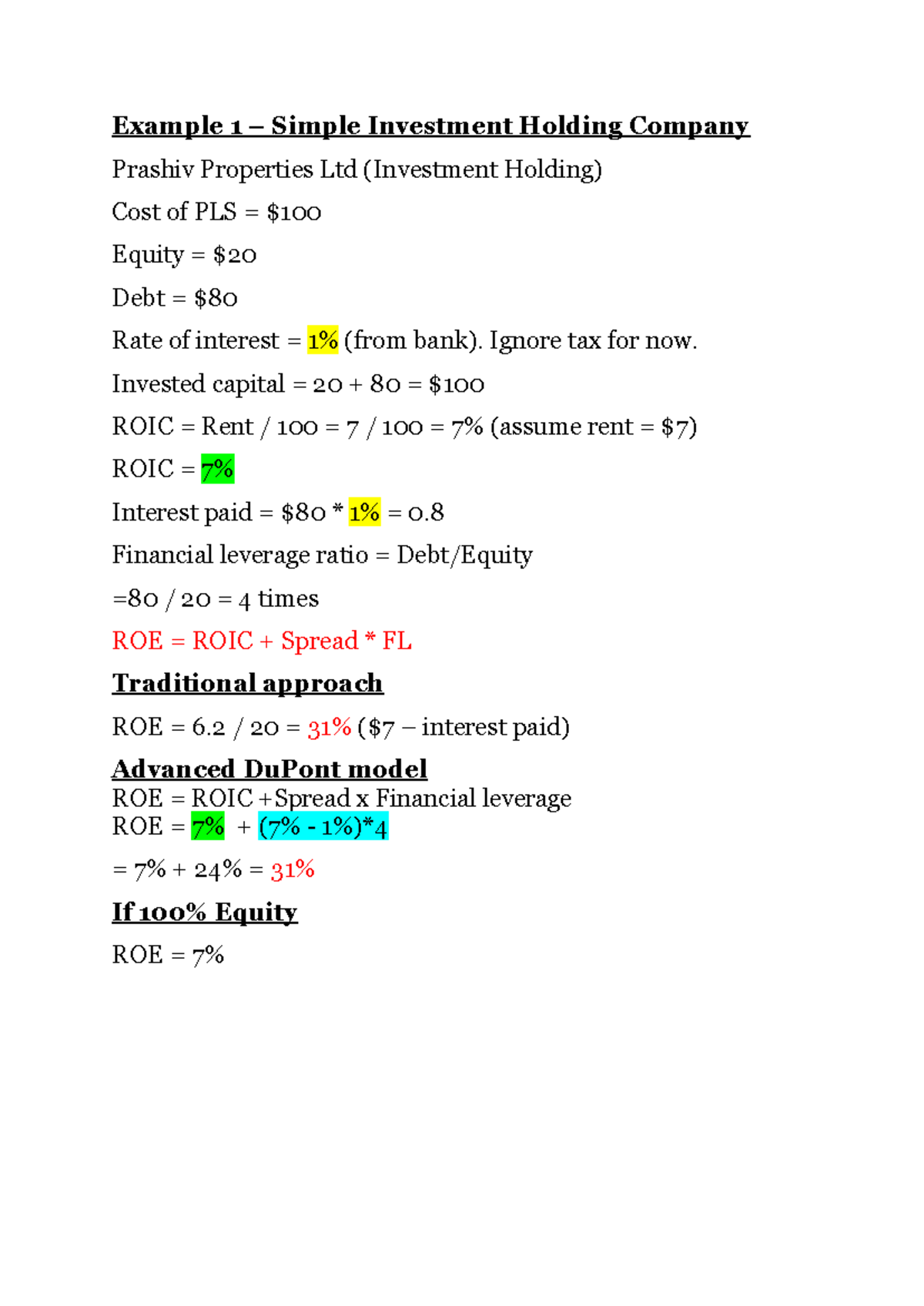 Financial Leverage Analysis in Advanced DuPont Model - Studocu
