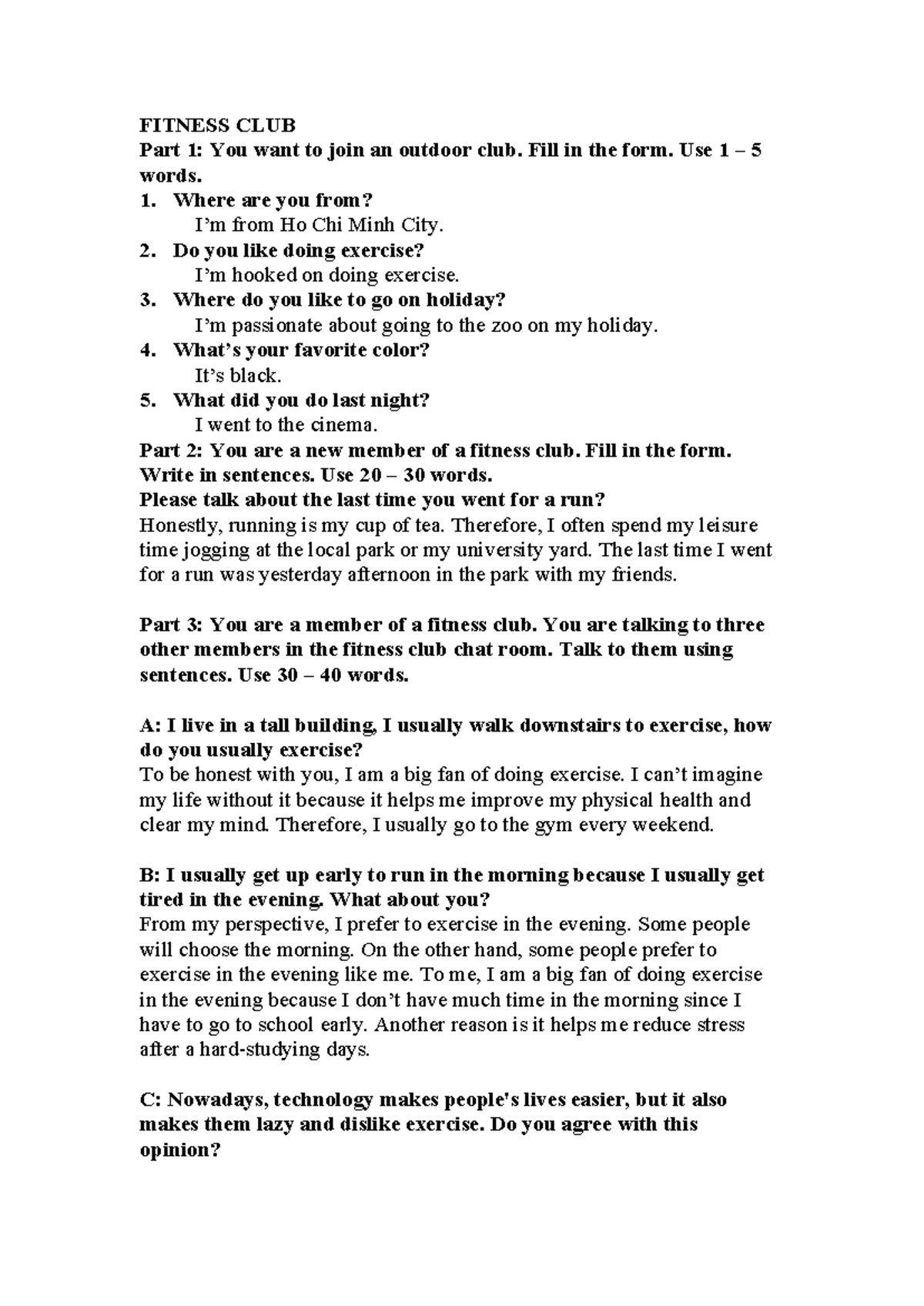 Fitness CLUB Writing: Exploring Membership and Opinions on Upgrades ...