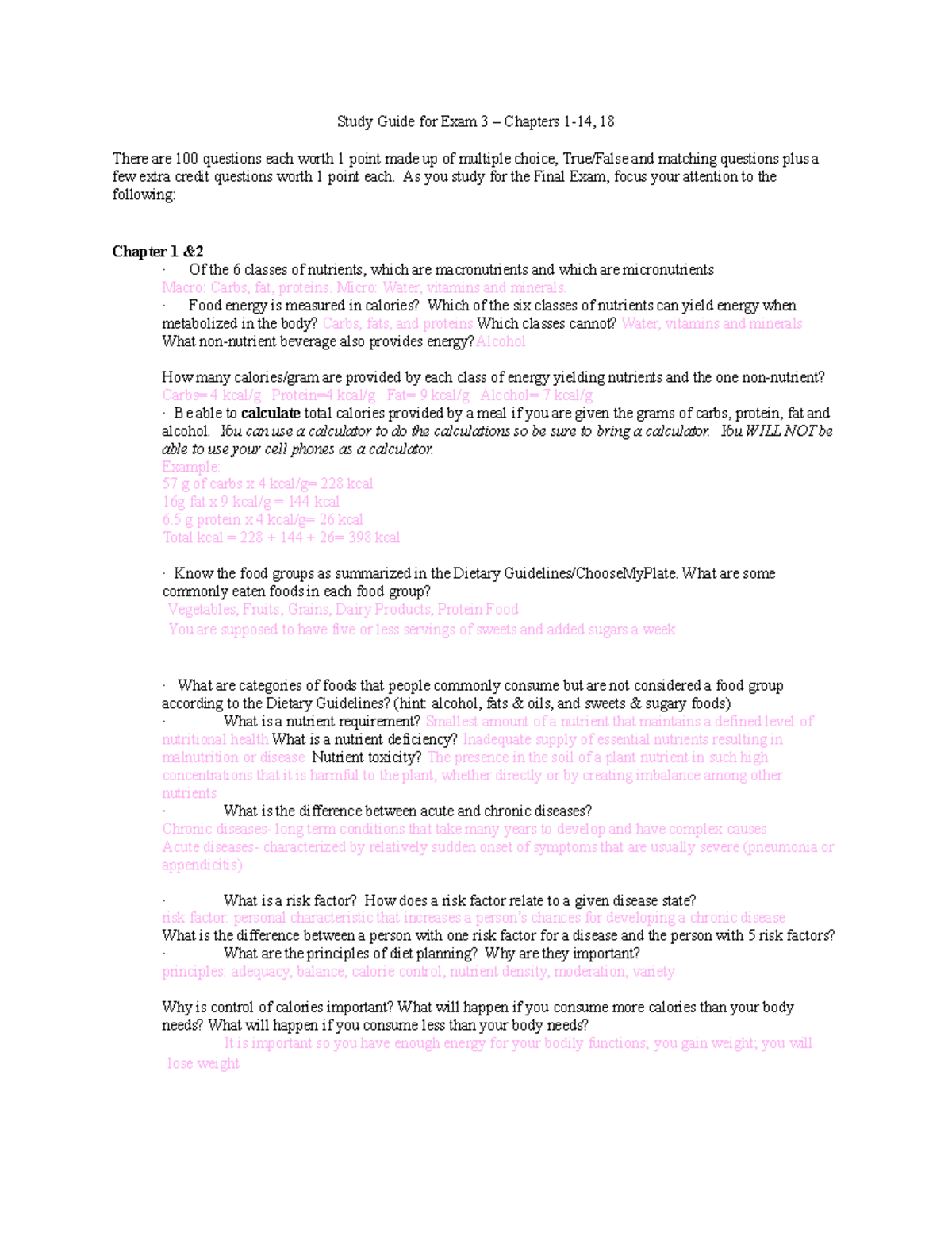 Nutrition Exam 3 Study Guide: Key Concepts for Success - Studocu