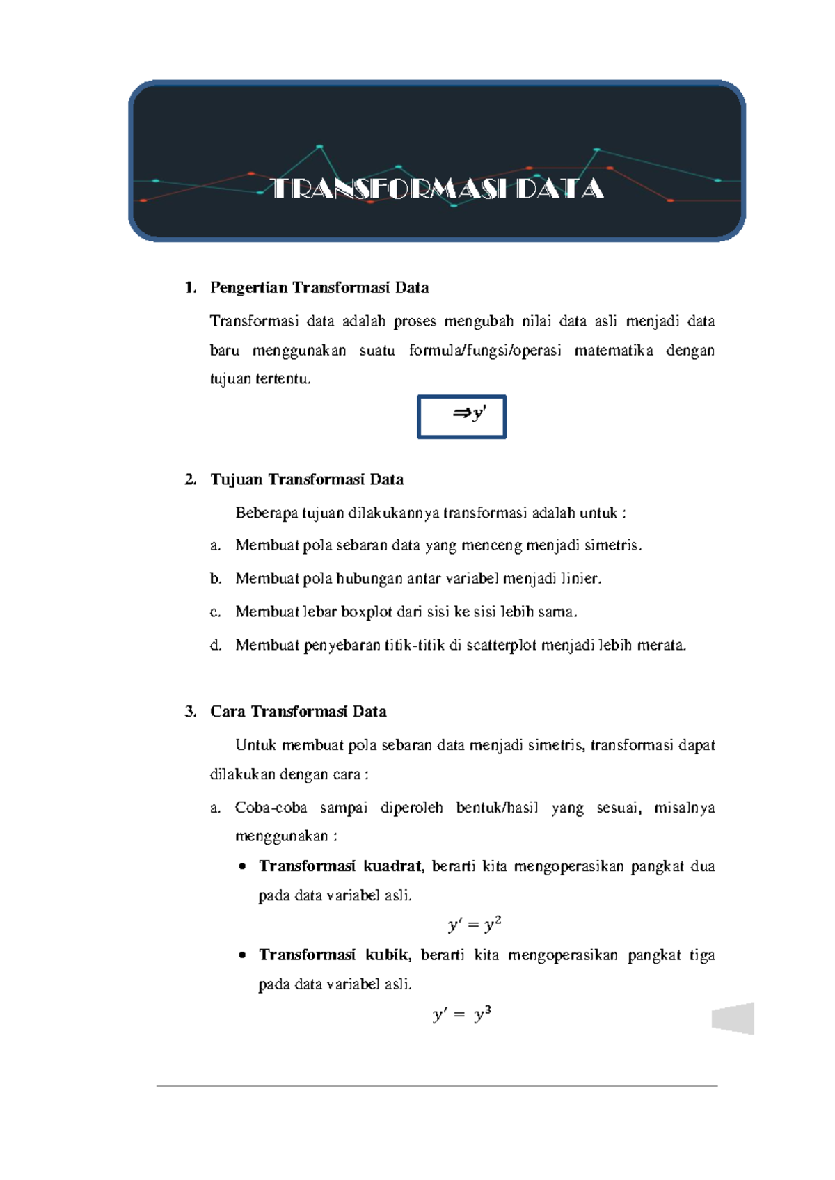 Transformasi Data: Konsep, Tujuan, dan Metode (Pengantar) - Studocu