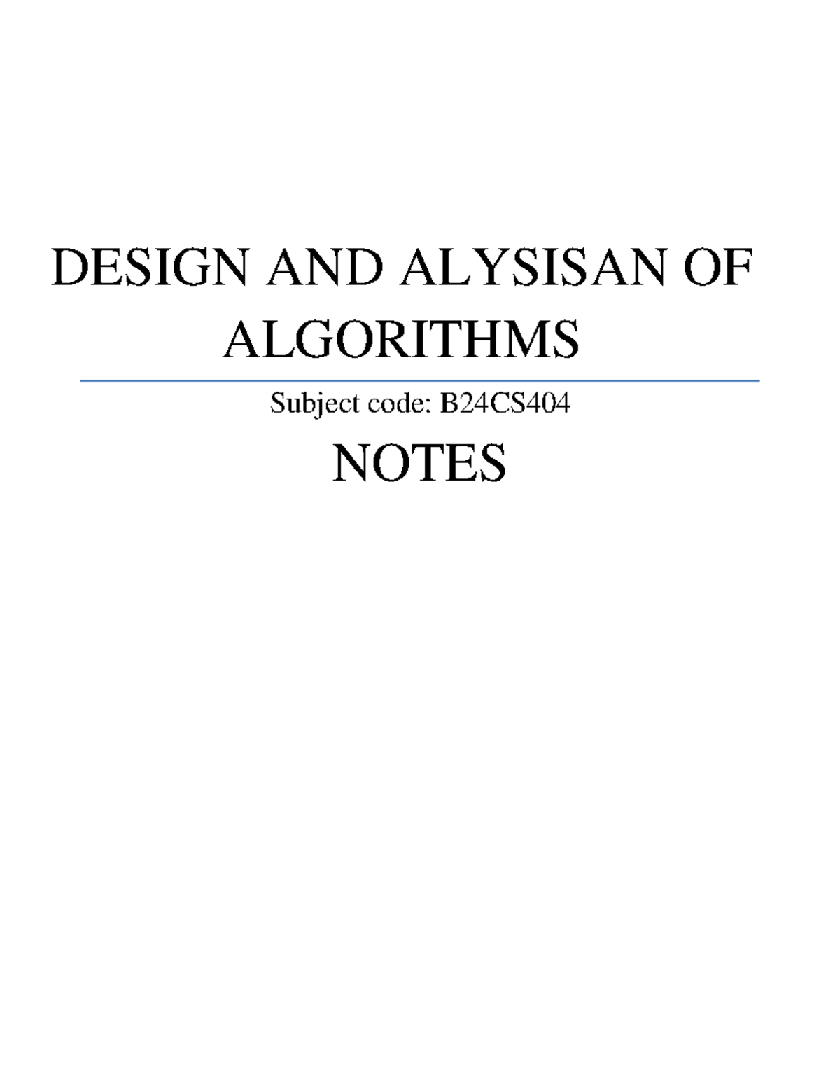 DAA Module 1 Notes: Design and Analysis of Algorithms (B24CS404) - Studocu