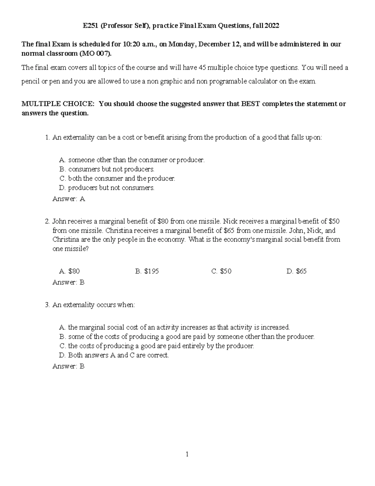 ECON Midterm 2 Practice Test: MCQs (Questions 1-100) - Studocu