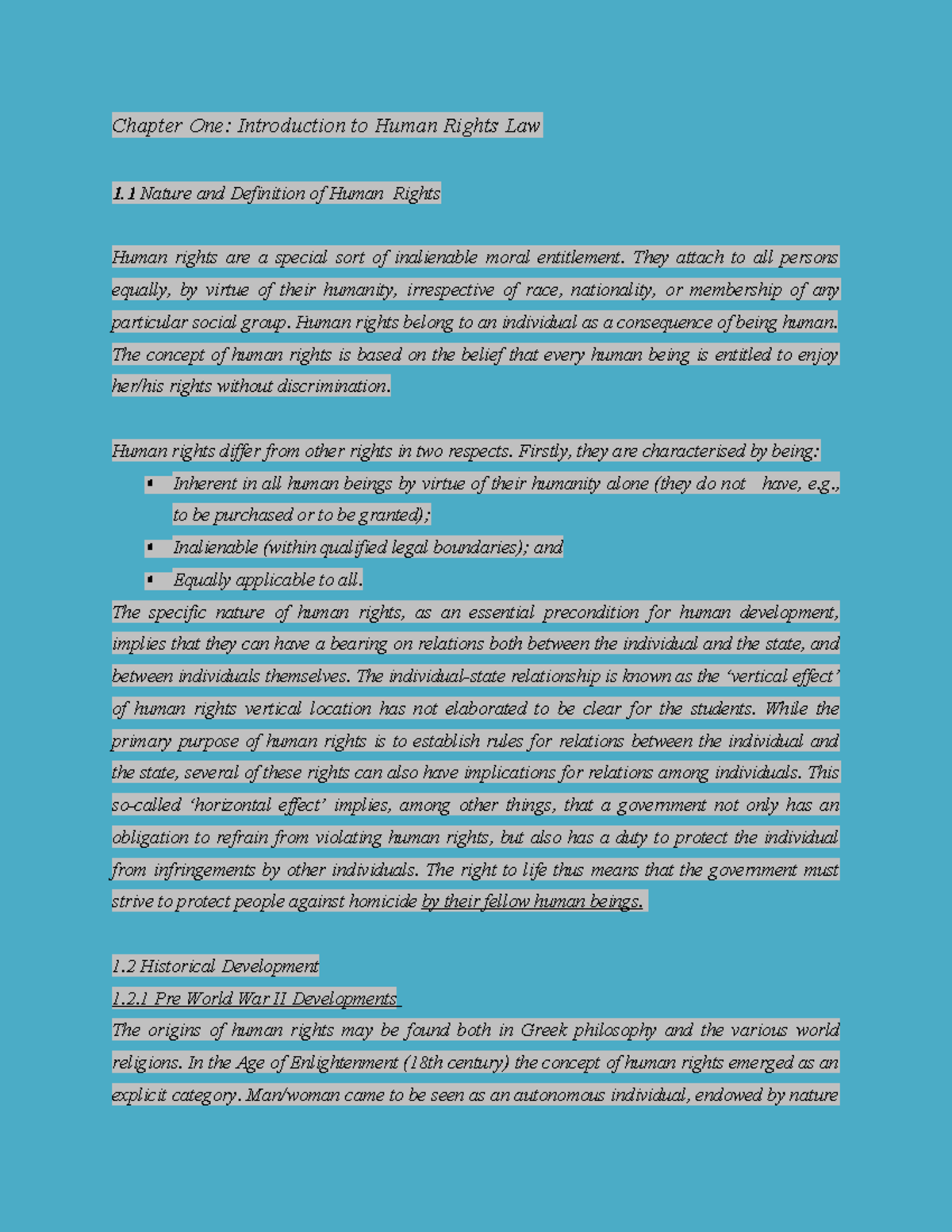 Human Rights Law: Chapter 1 - Introduction and Historical Development ...