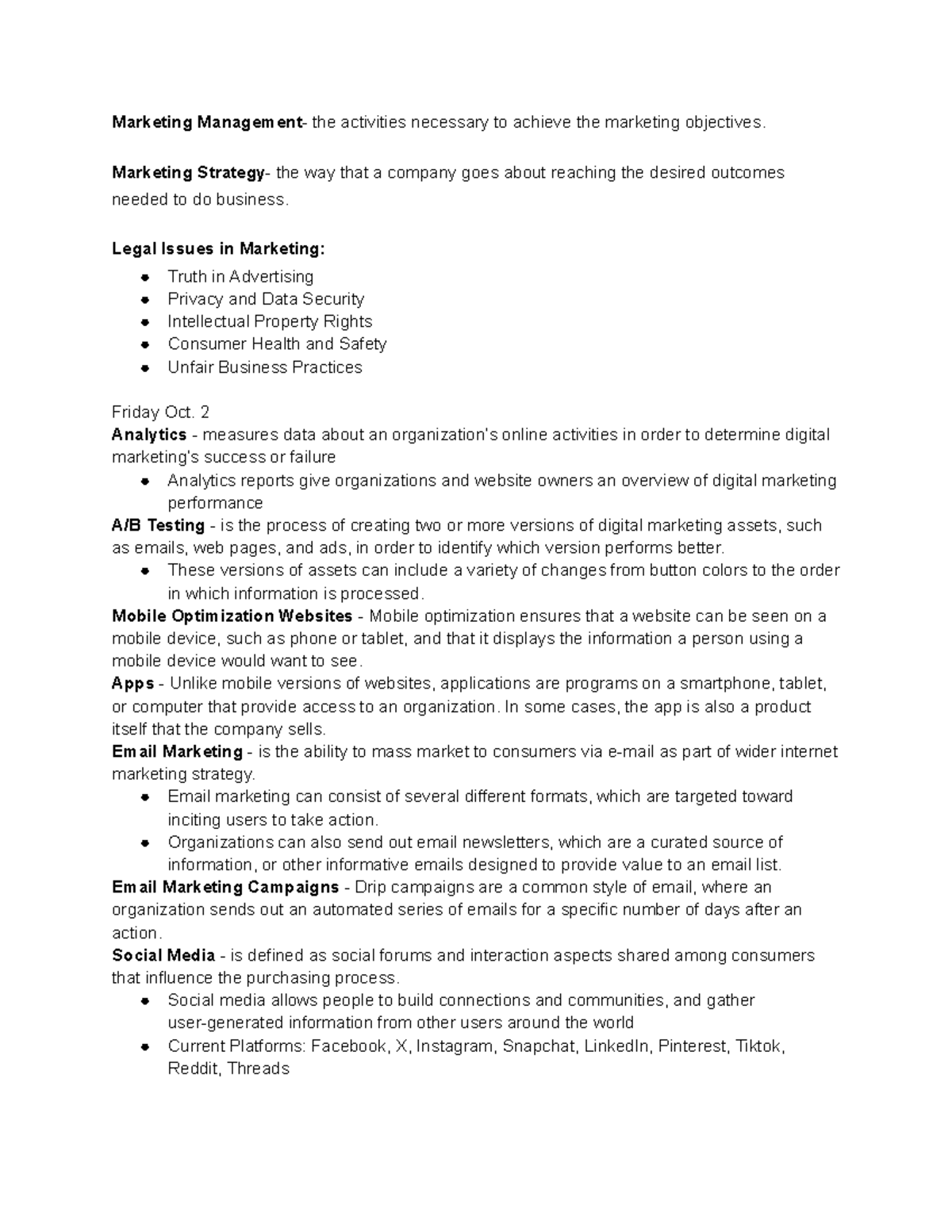 Marketing Management Overview and Strategies - Studocu