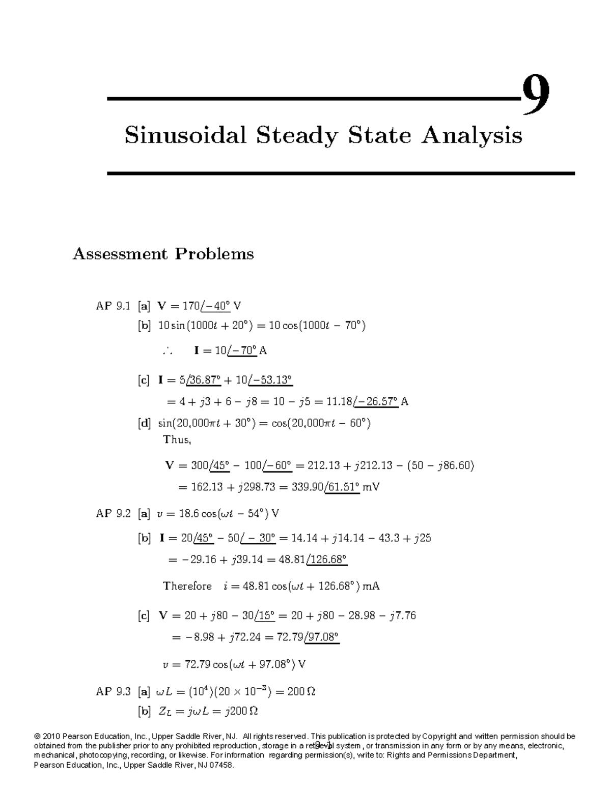 Engineering Circuit Analysis (013213215) Chapter 9: Steady State ...