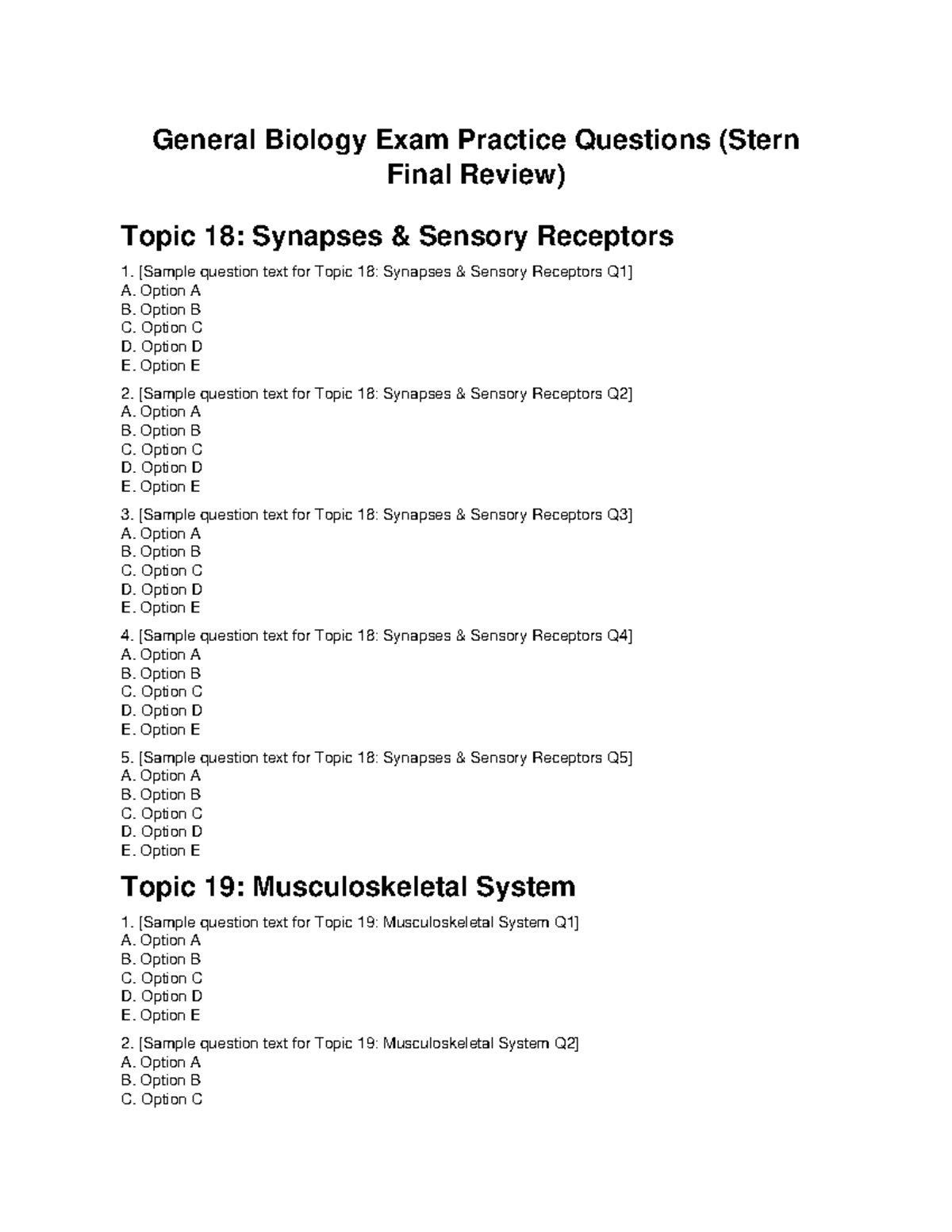Biology 101 Final Exam Practice Questions & Answer Key - Studocu