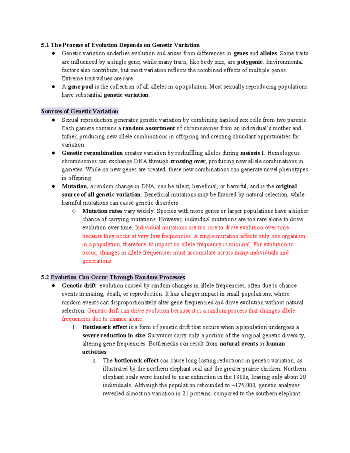Chapter 5: Evolutionary Ecology - Genetic Variation and Processes - Studocu