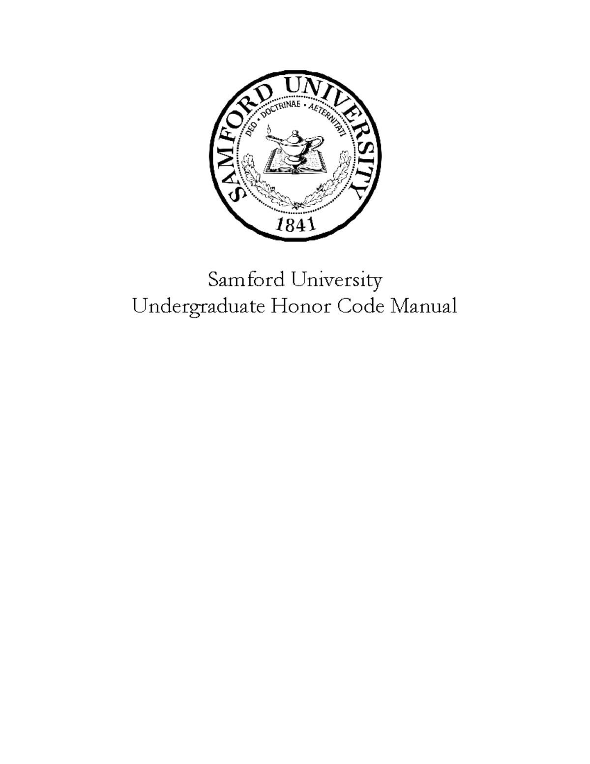 Samford University Undergraduate Honor Code Manual Overview - Studocu