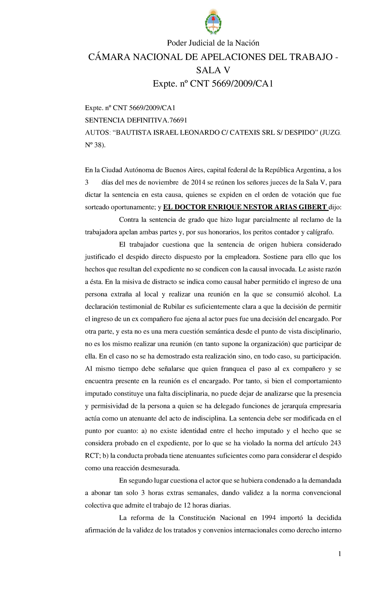 Sentencia Definitiva - Expte. nº CNT - Cámara Nacional de Apelaciones ...