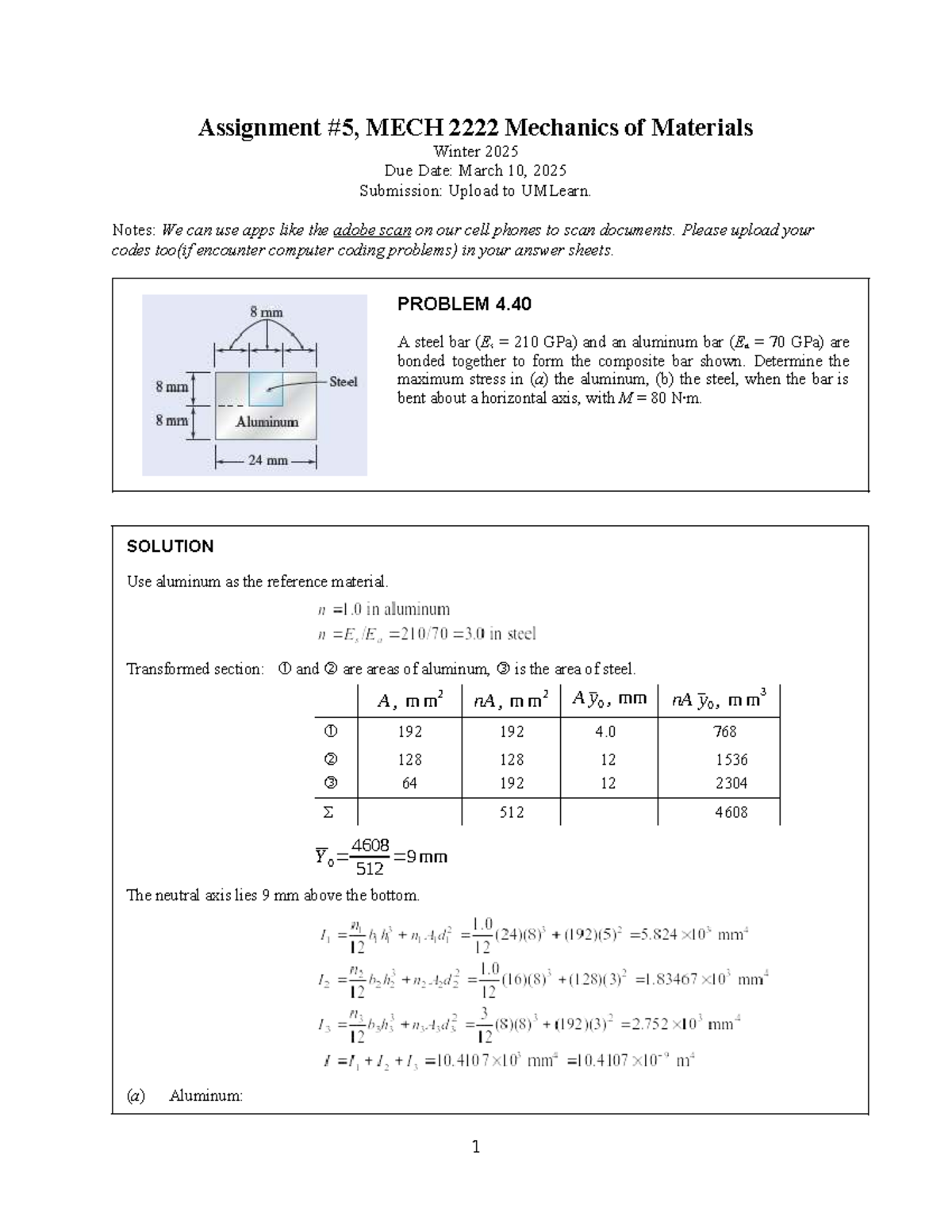 Tutorial 5 MECH 2222 Mechanics of Materials assignment notes - Studocu