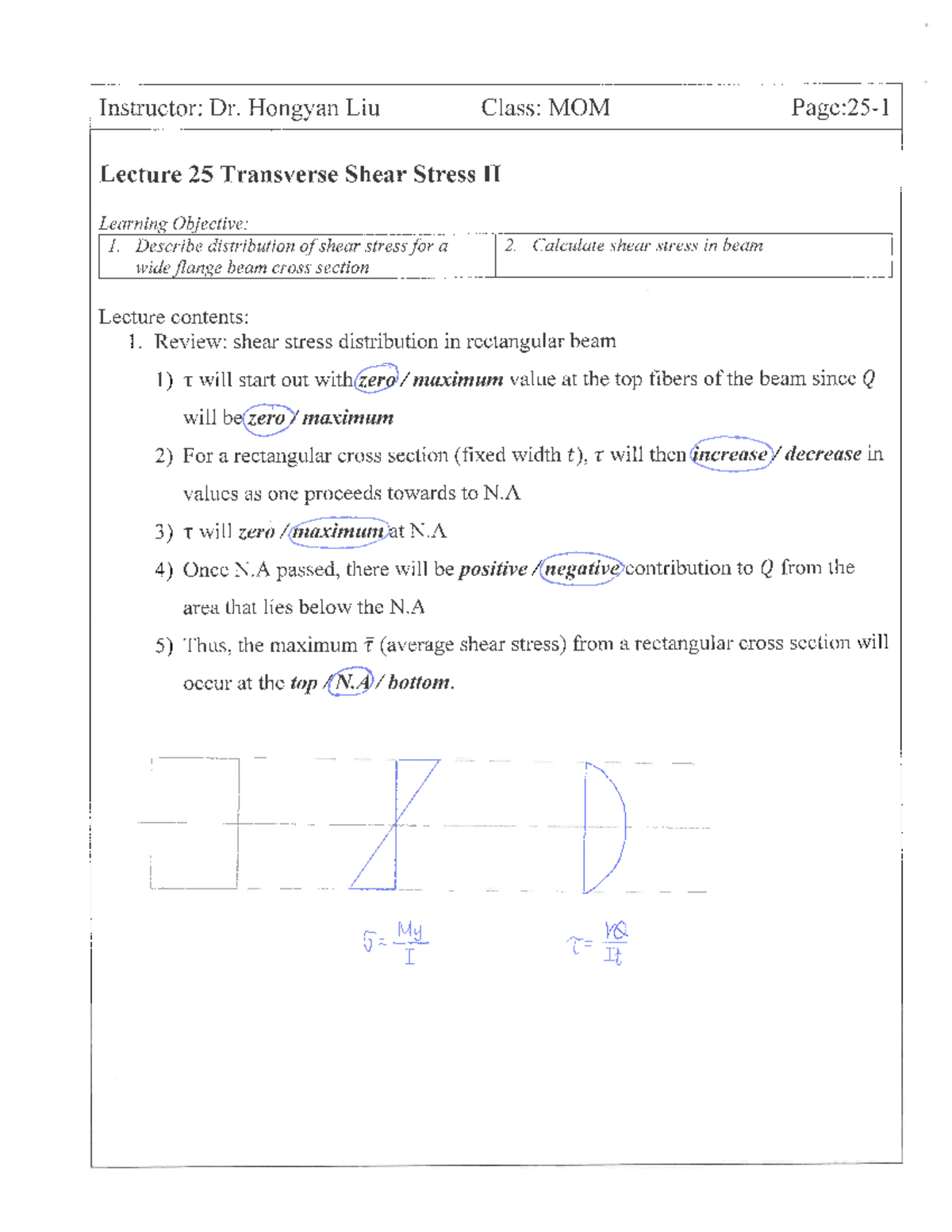 CEEN311-22SP-Lecture 25: Transverse Shear Stress II Notes - Studocu