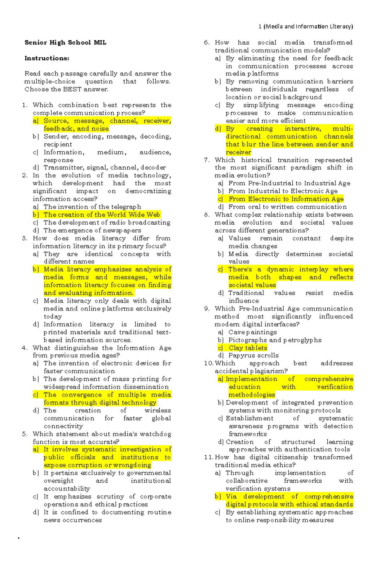 Abadies MIL - Lesson Plan for Media and Information Literacy - Studocu