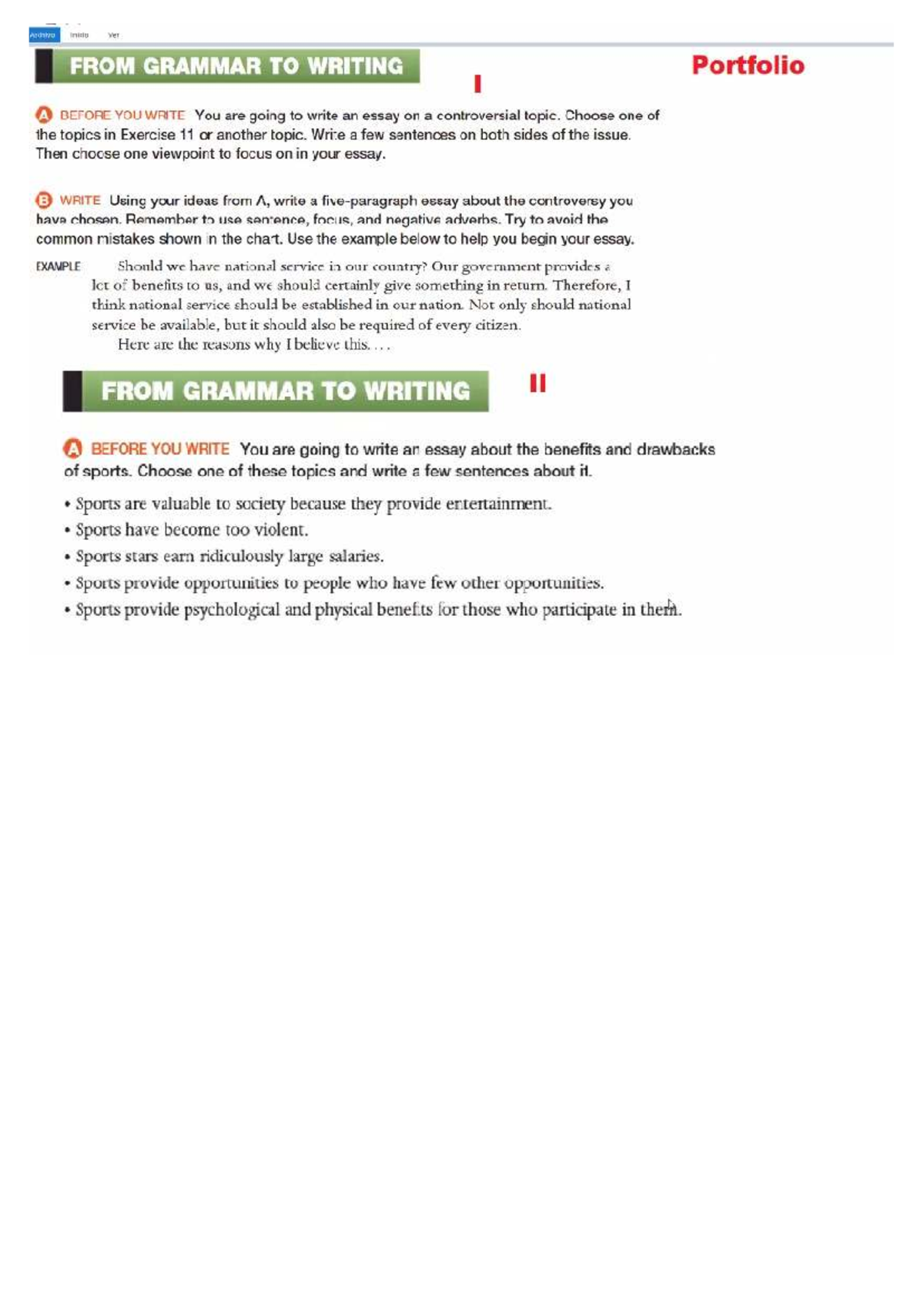 Portfolio I: Controversial Essay Writing Guide - Studocu