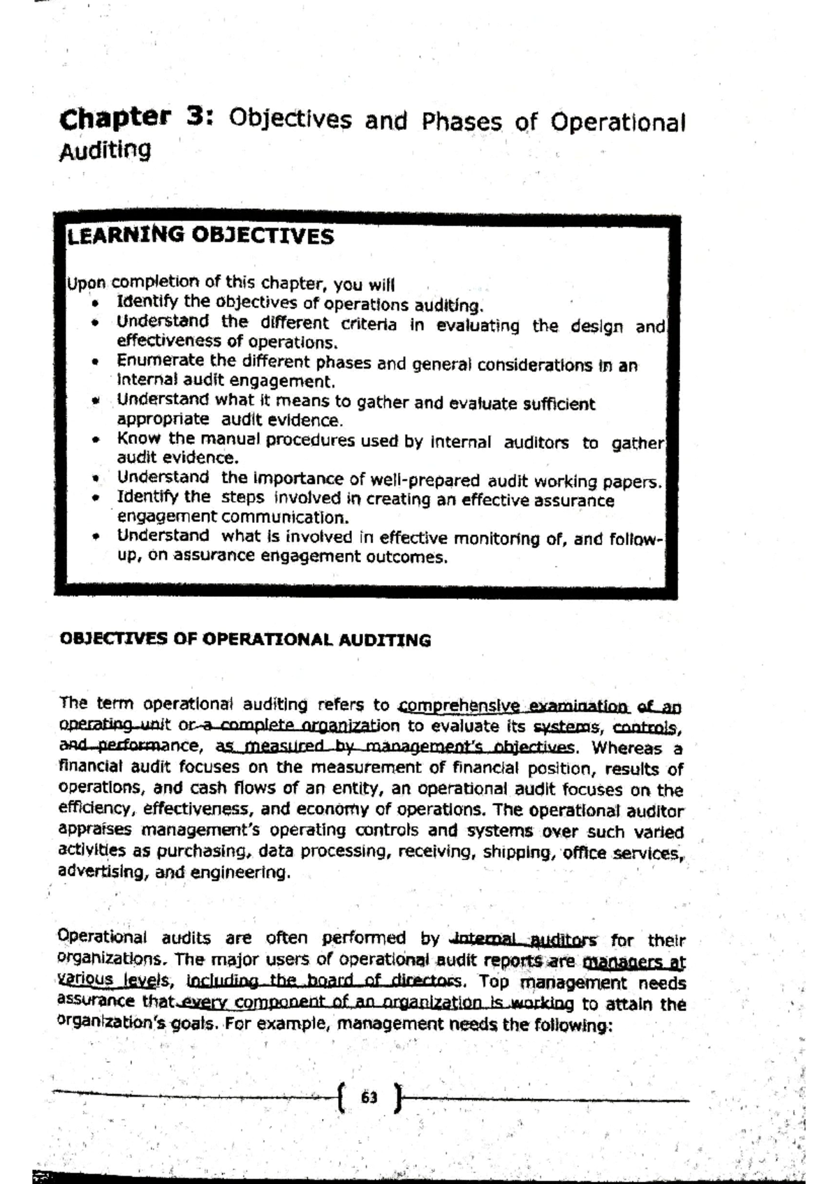 Operational Auditing: Objectives & Phases (Chapter 3) - Studocu