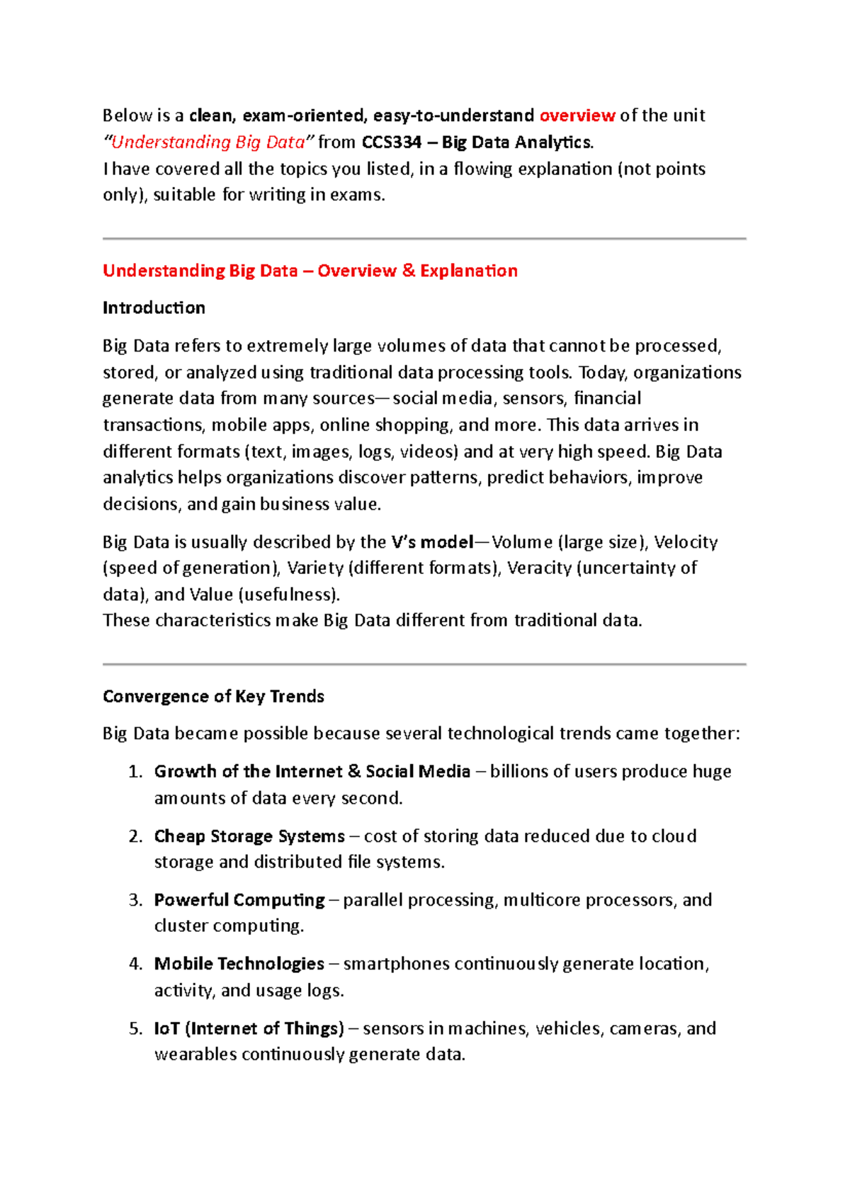 BDA Overview: Understanding Big Data Concepts & Technologies (CCS334 ...