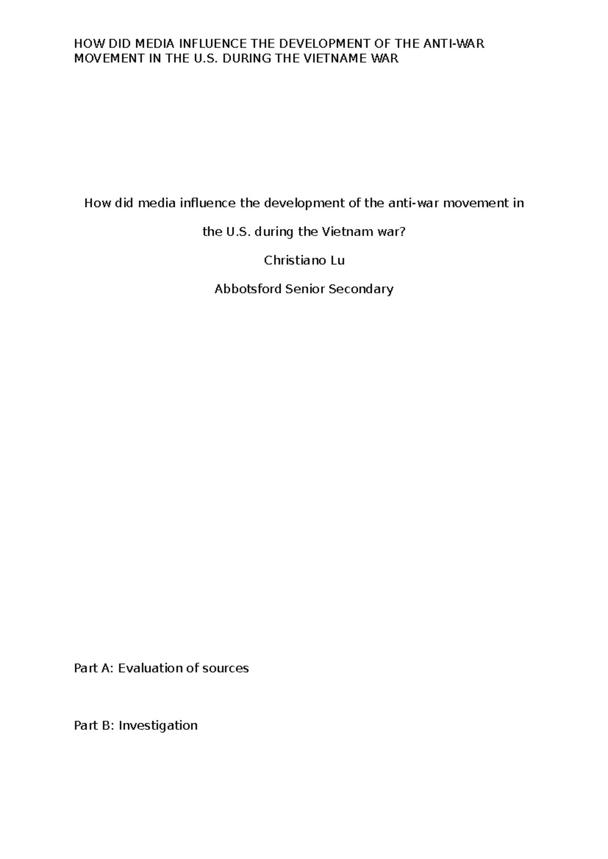 Impact of Media on the Anti-War Movement in the U.S. During Vietnam War ...