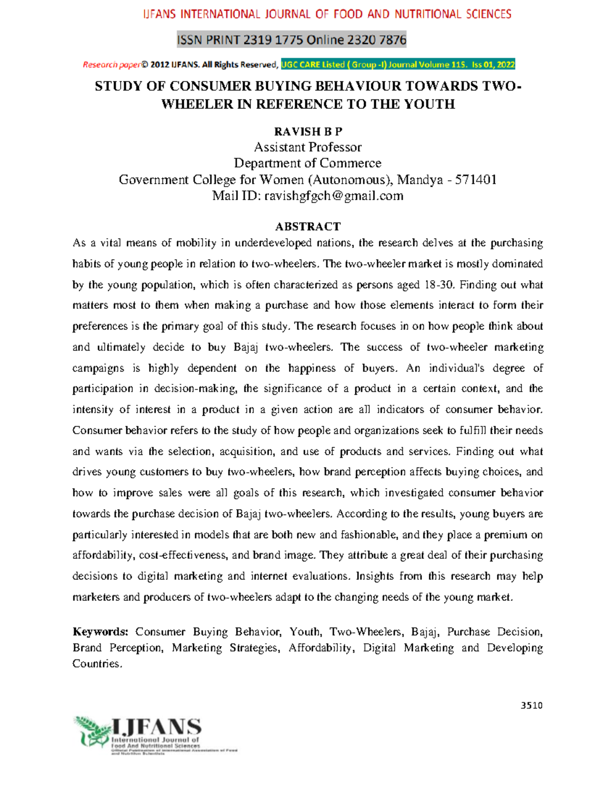 Study of Consumer Buying Behavior Towards Two-Wheelers: Youth Insights ...