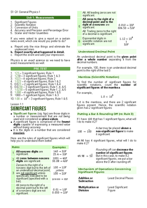 GENERAL PHYSICS 1 REVIEWER: FORCE, WORK, AND ENERGY CONCEPTS - Studocu