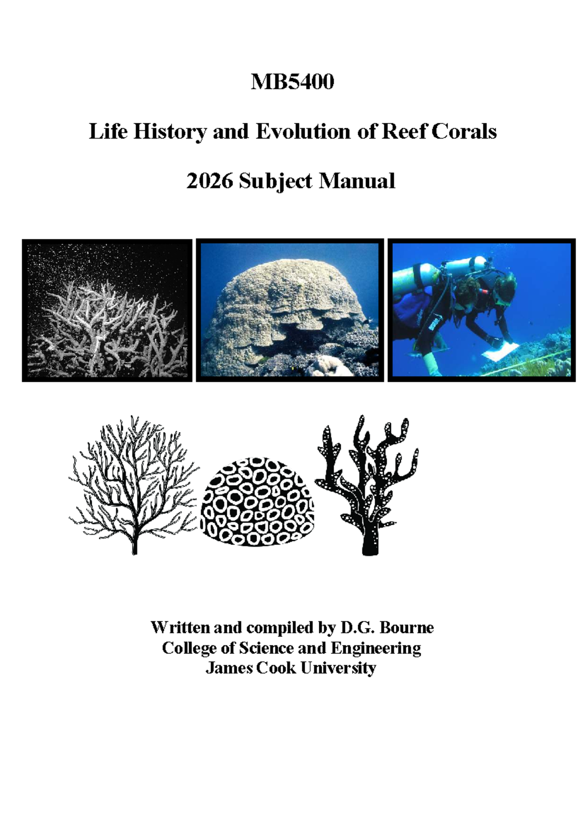 MB5400 Life History and Evolution of Reef Corals 2026 Lab Manual - Studocu