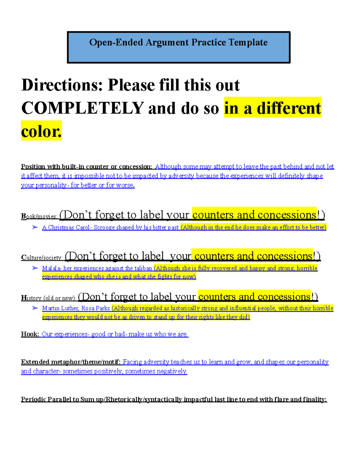 Copy of Beukema Open-Ended Argument Practice Template 2022 - Open-Ended ...
