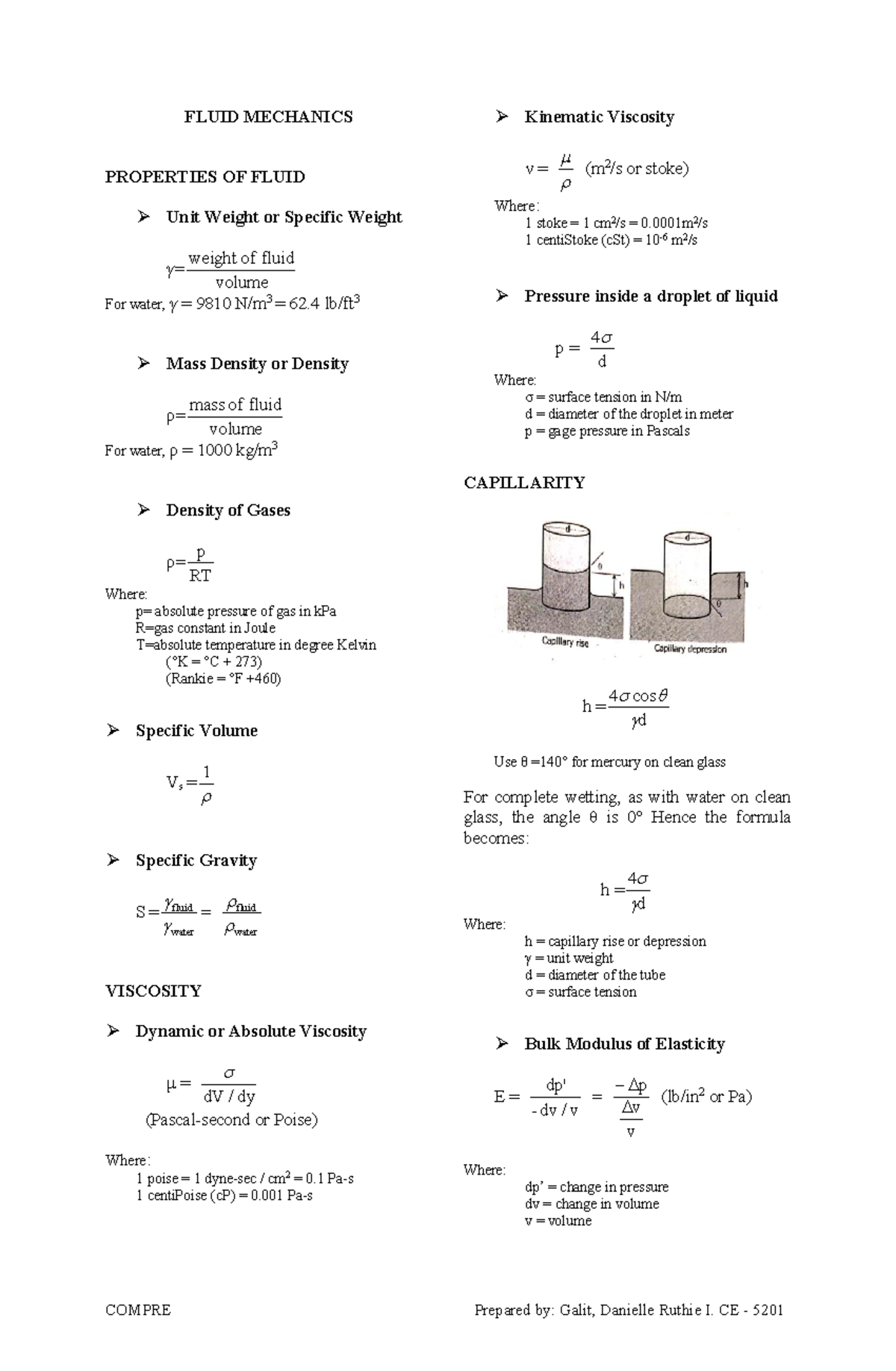 CE - 5201 Fluid Mechanics Comprehensive Lecture Notes - Studocu