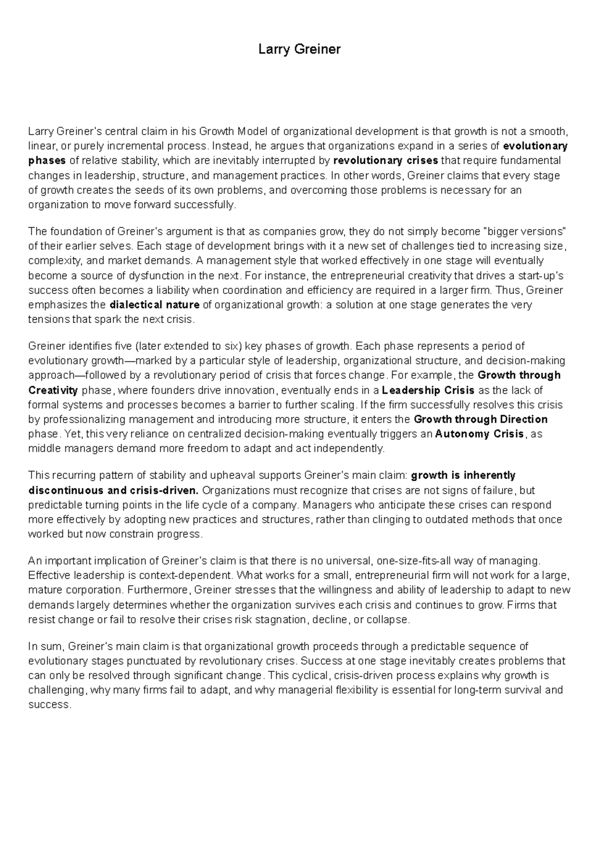 Larry Greiner's Growth Model: Understanding Organizational Development ...