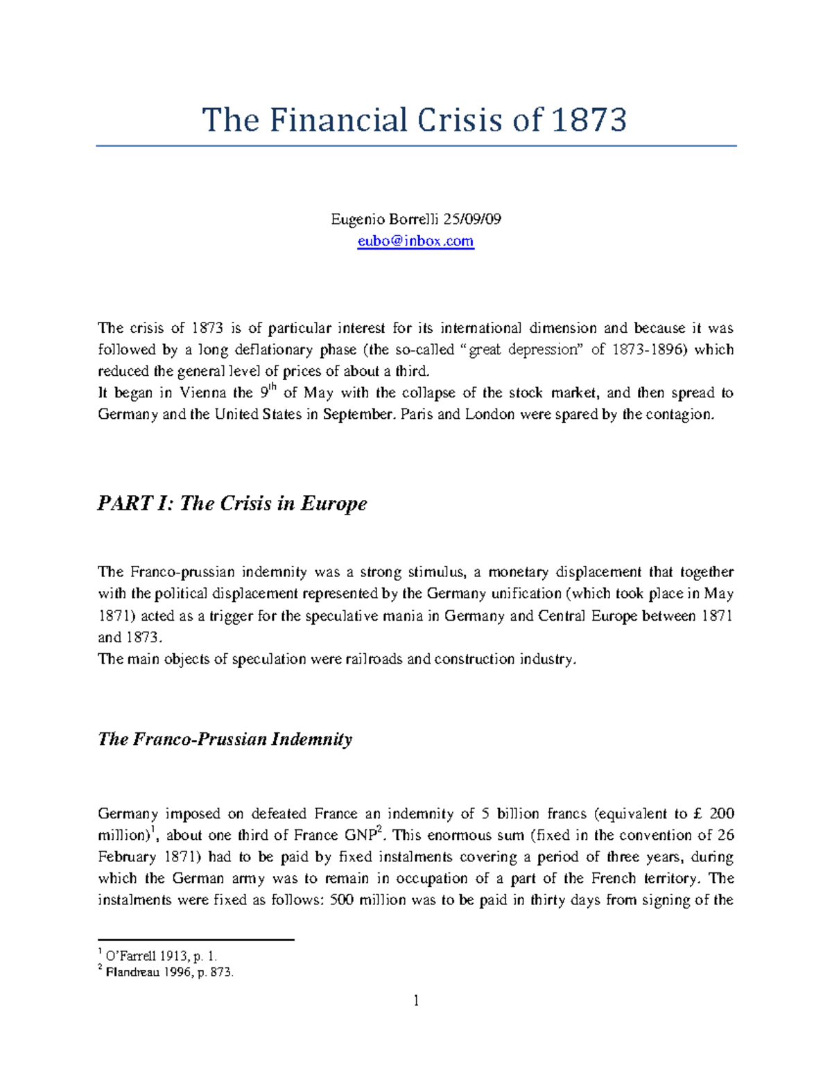 The Financial Crisis of 1873: An In-Depth Analysis - Studocu
