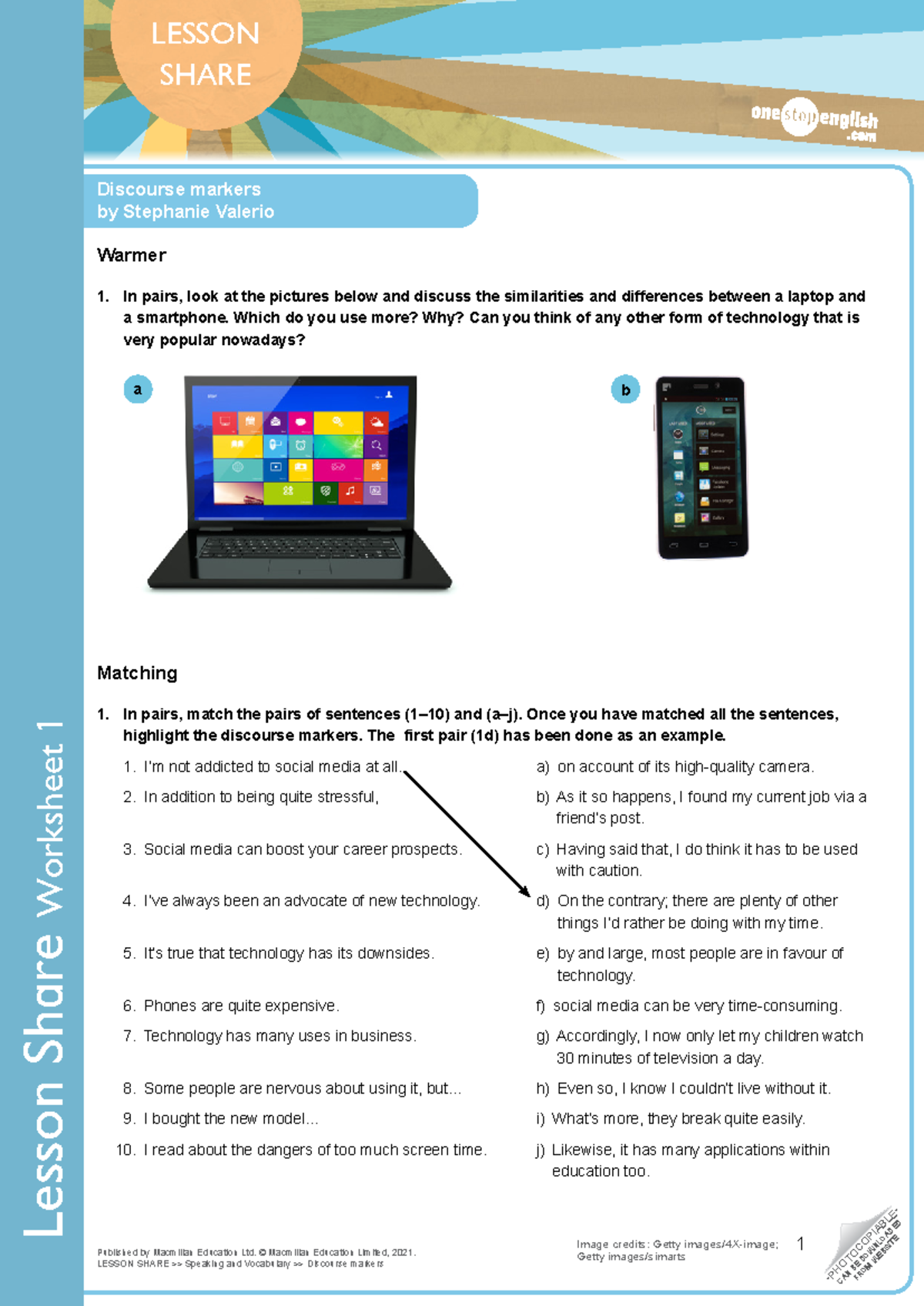 Lessonshare discoursemarkers worksheet 1 114524 - SHARE Published by ...